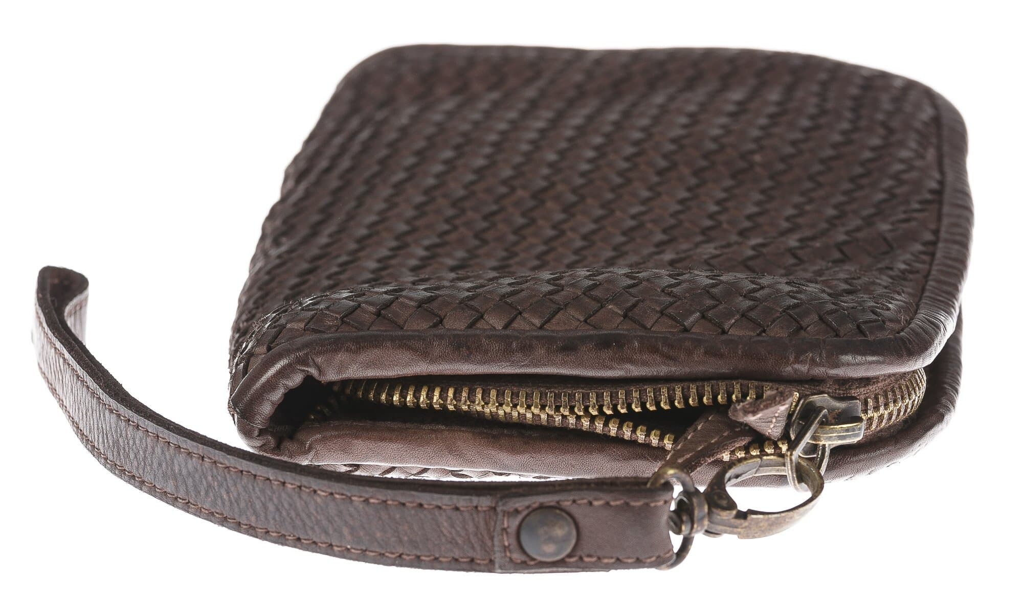 Pochette uomo da polso in vera pelle vintage LIAM, colore TESTA DI MORO, CHIARO SCURO, MADE IN ITALY