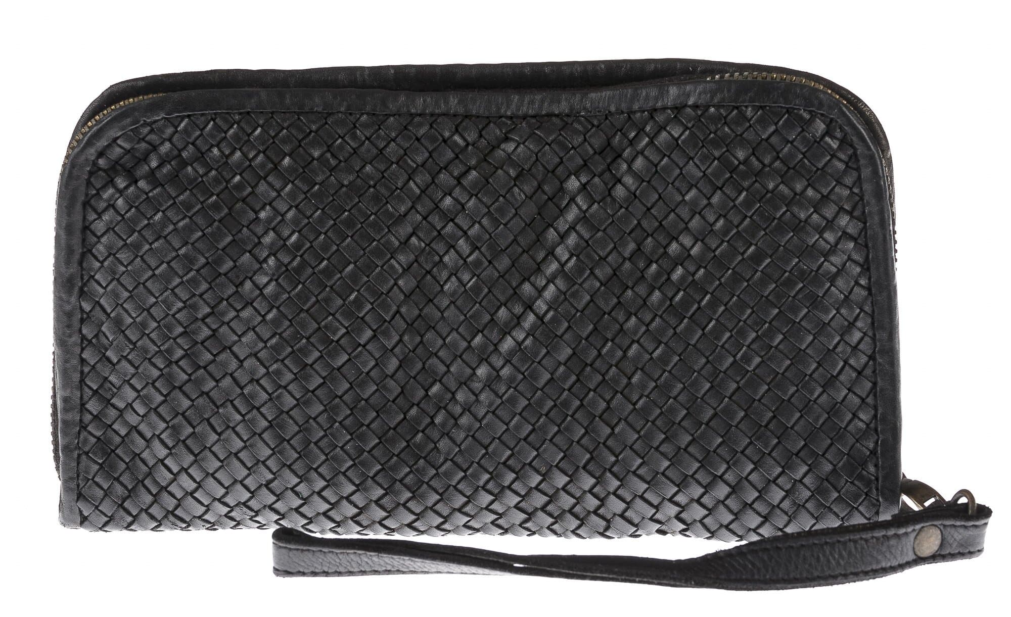 Pochette uomo da polso in vera pelle vintage LIAM, colore NERO, CHIARO SCURO, MADE IN ITALY