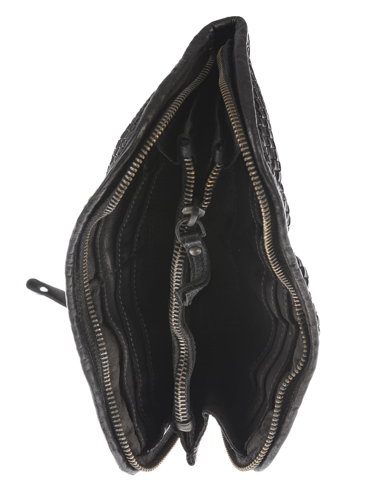 Pochette uomo da polso in vera pelle vintage LIAM, colore NERO, CHIARO SCURO, MADE IN ITALY