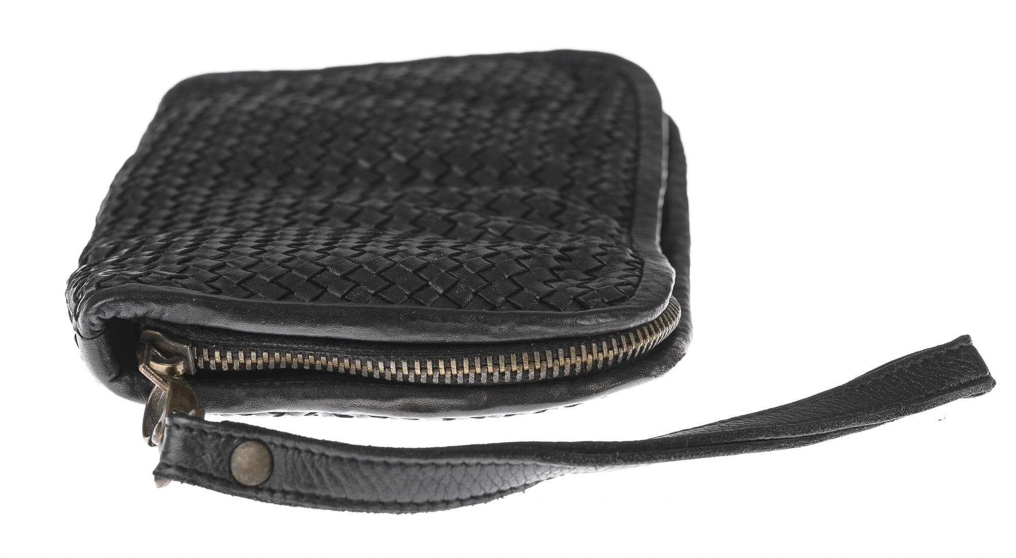 Pochette uomo da polso in vera pelle vintage LIAM, colore NERO, CHIARO SCURO, MADE IN ITALY