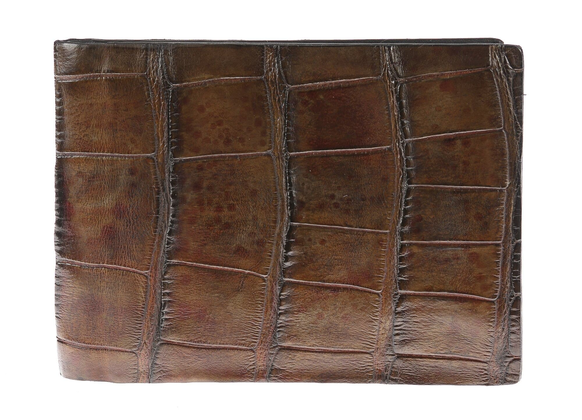 Portafoglio in vera pelle di coccodrillo da uomo DARWIN, certificato CITES, colore MARRONE, GUIDO VIETRI, MADE IN ITALY 