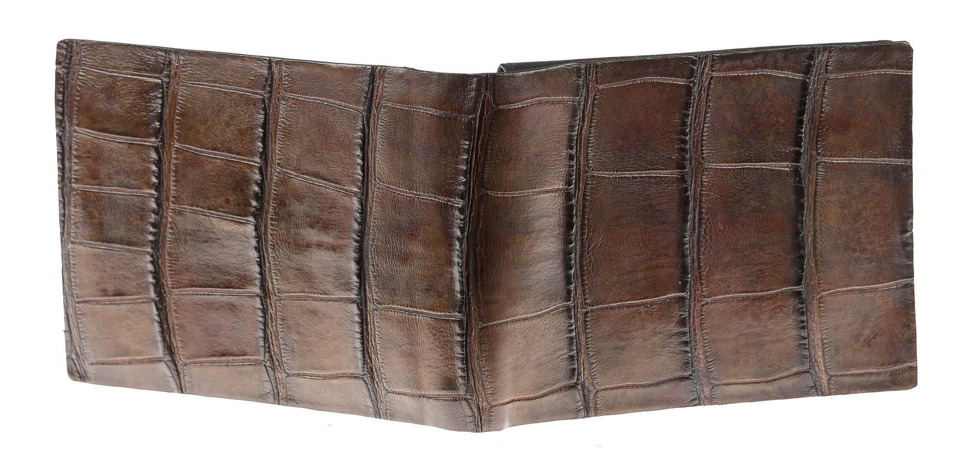 Portafoglio in vera pelle di coccodrillo da uomo DARWIN, certificato CITES, colore MARRONE, GUIDO VIETRI, MADE IN ITALY 
