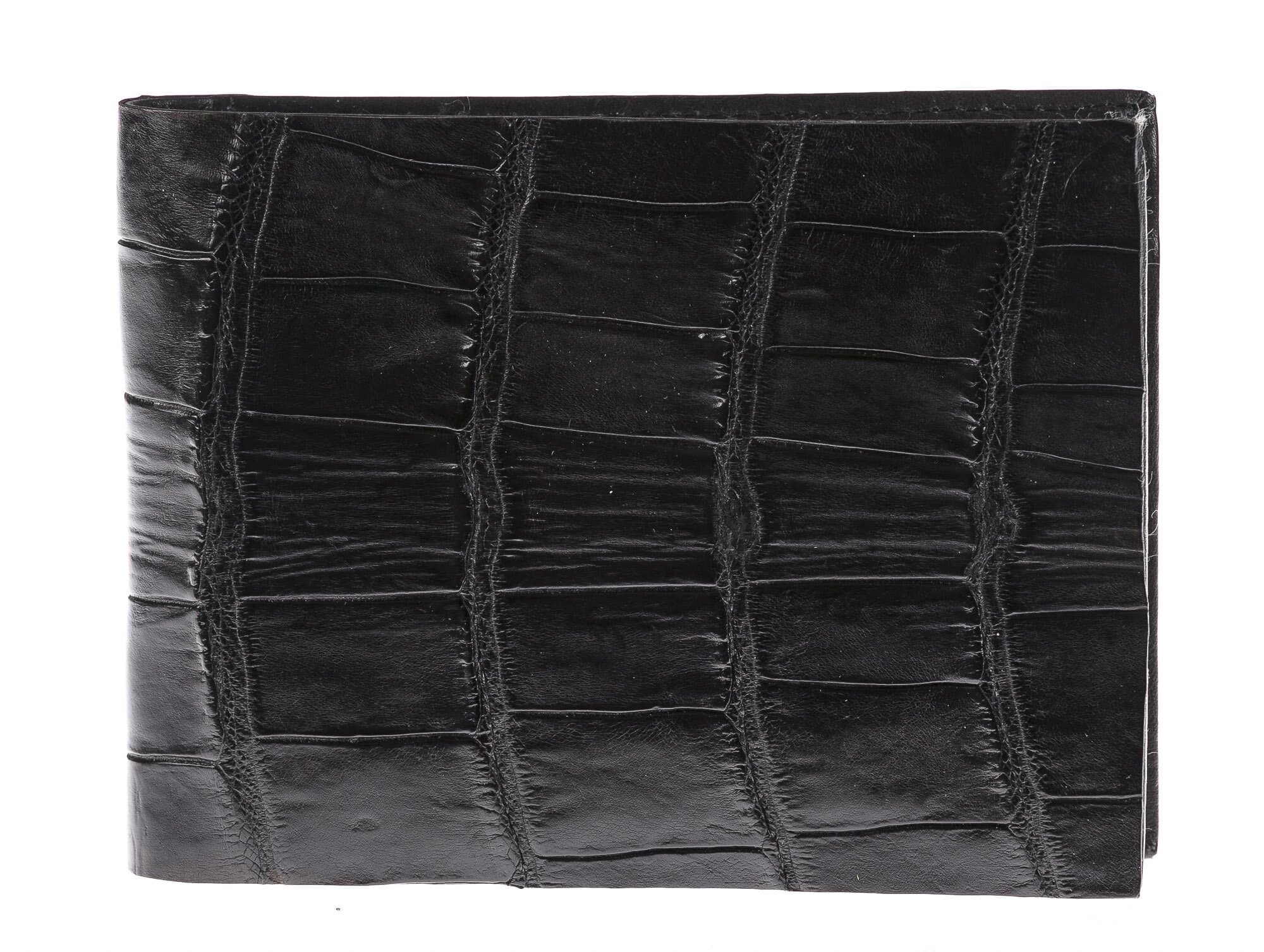 Portafoglio in vera pelle di coccodrillo da uomo DARWIN, certificato CITES, colore NERO, GUIDO VIETRI, MADE IN ITALY