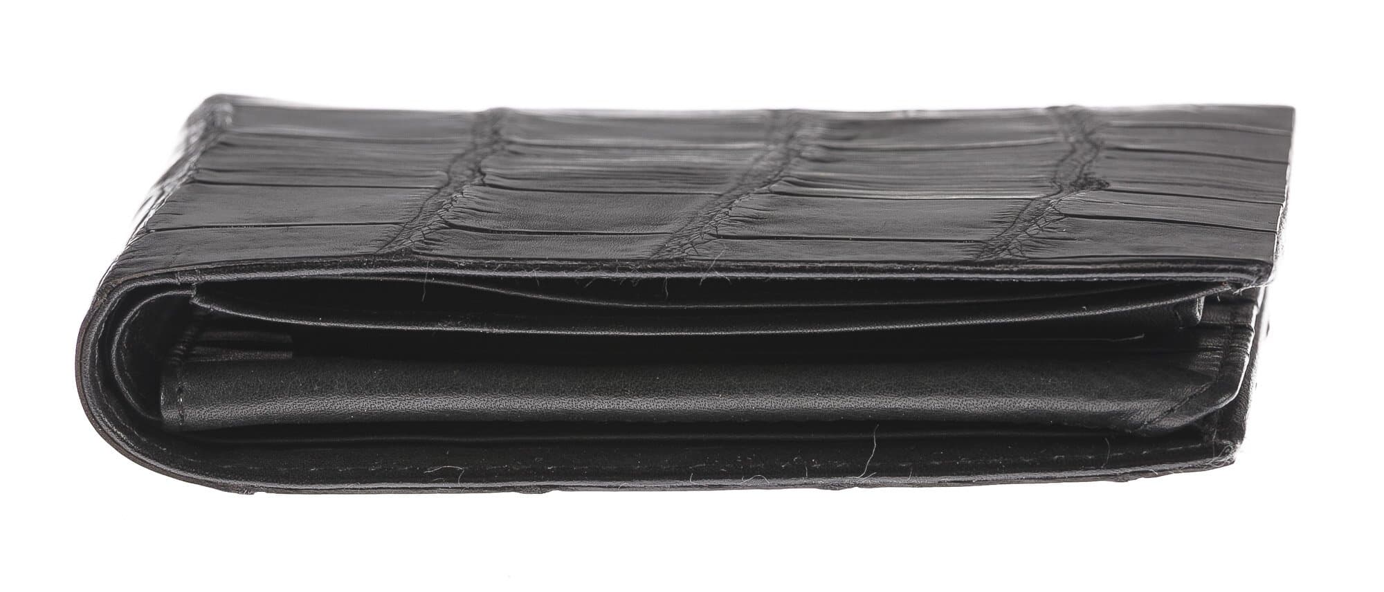 Portafoglio in vera pelle di coccodrillo da uomo DARWIN, certificato CITES, colore NERO, GUIDO VIETRI, MADE IN ITALY