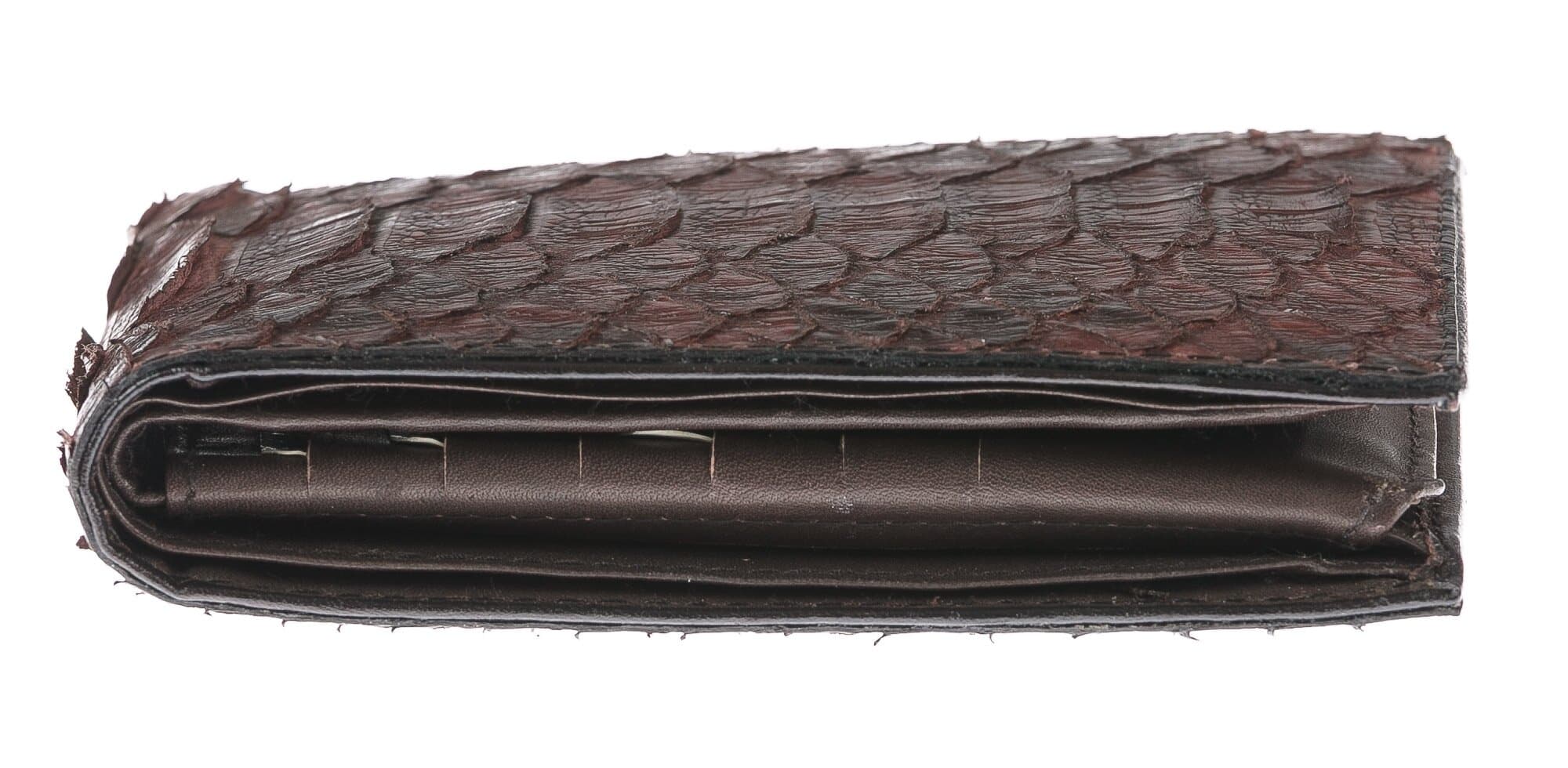 Portafoglio in vera pelle di pitone da uomo ABU DHABI, certificato CITES, colore TESTA MORO, SANTINI, MADE IN ITALY