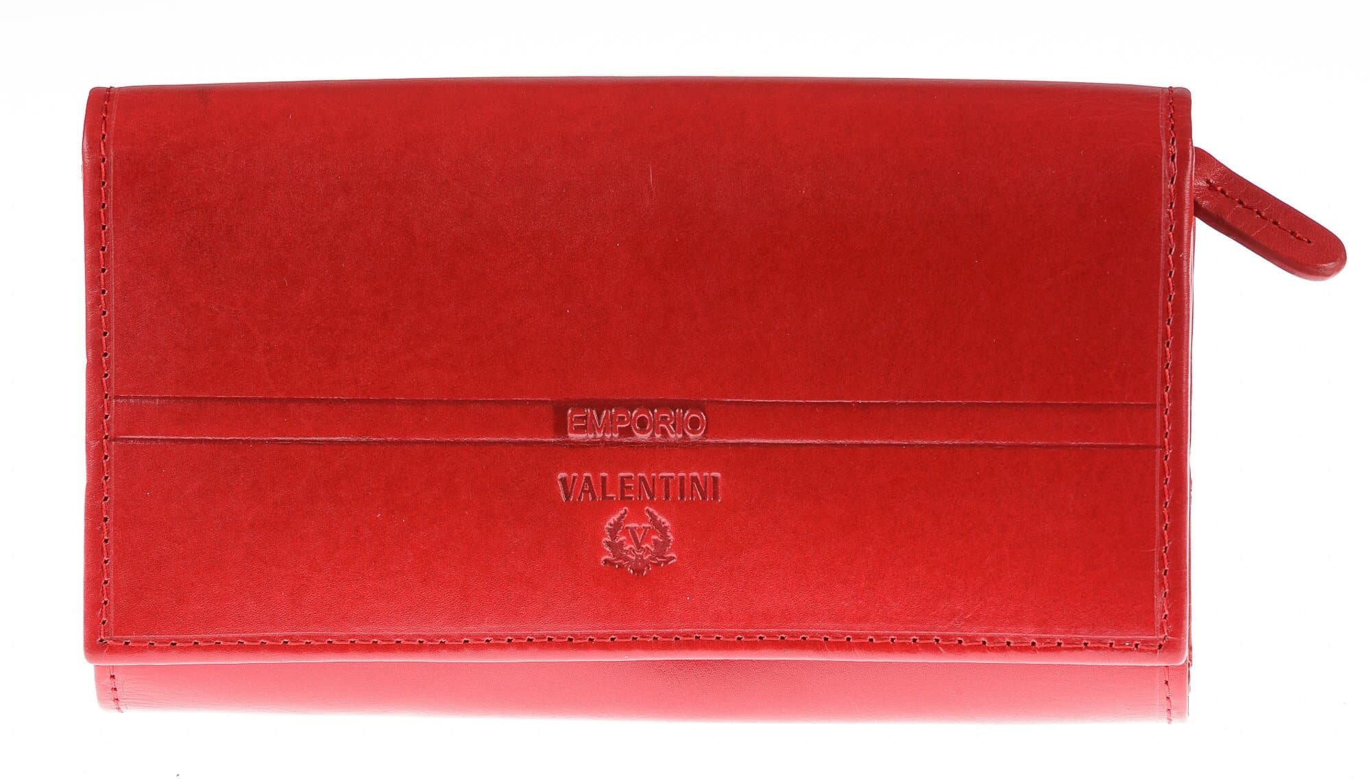 Portafoglio in vera pelle da donna LOTUS FLOWER, colore ROSSO, EMPORIO VALENTINI, MADE IN ITALY