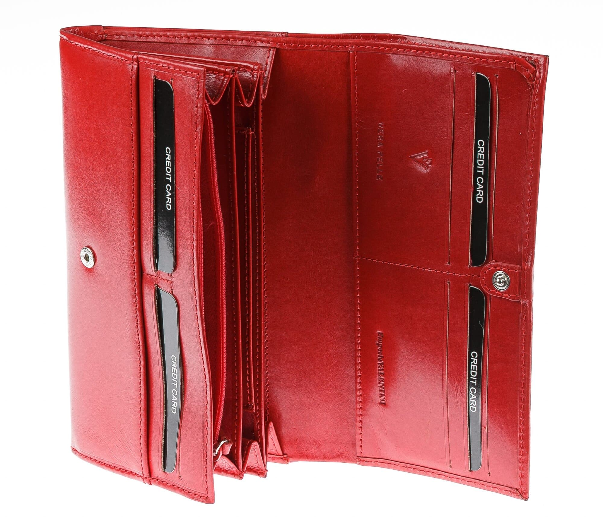 Portafoglio in vera pelle da donna CYNARA, colore ROSSO, EMPORIO VALENTINI, MADE IN ITALY
