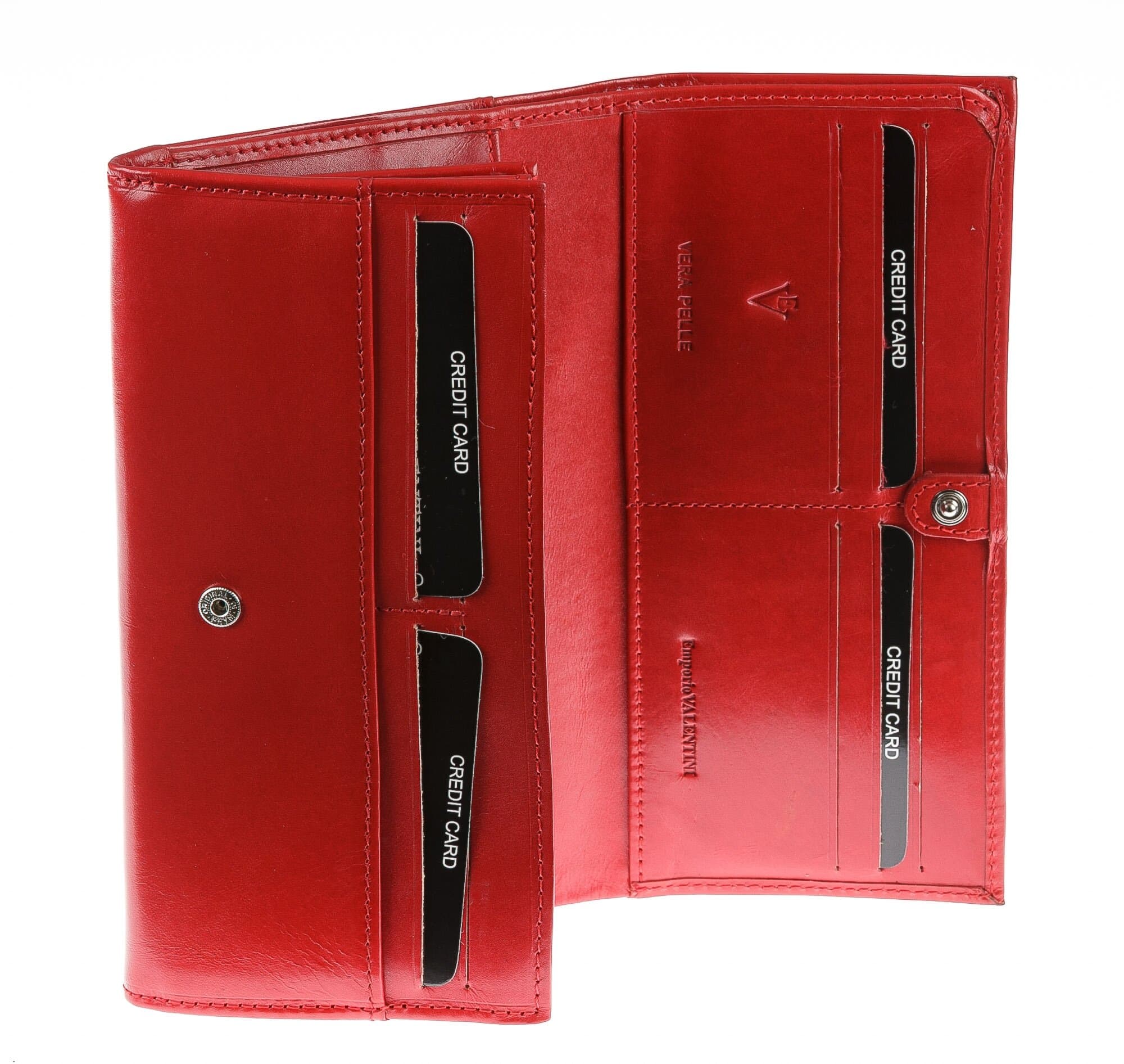 Portafoglio in vera pelle da donna CYNARA, colore ROSSO, EMPORIO VALENTINI, MADE IN ITALY