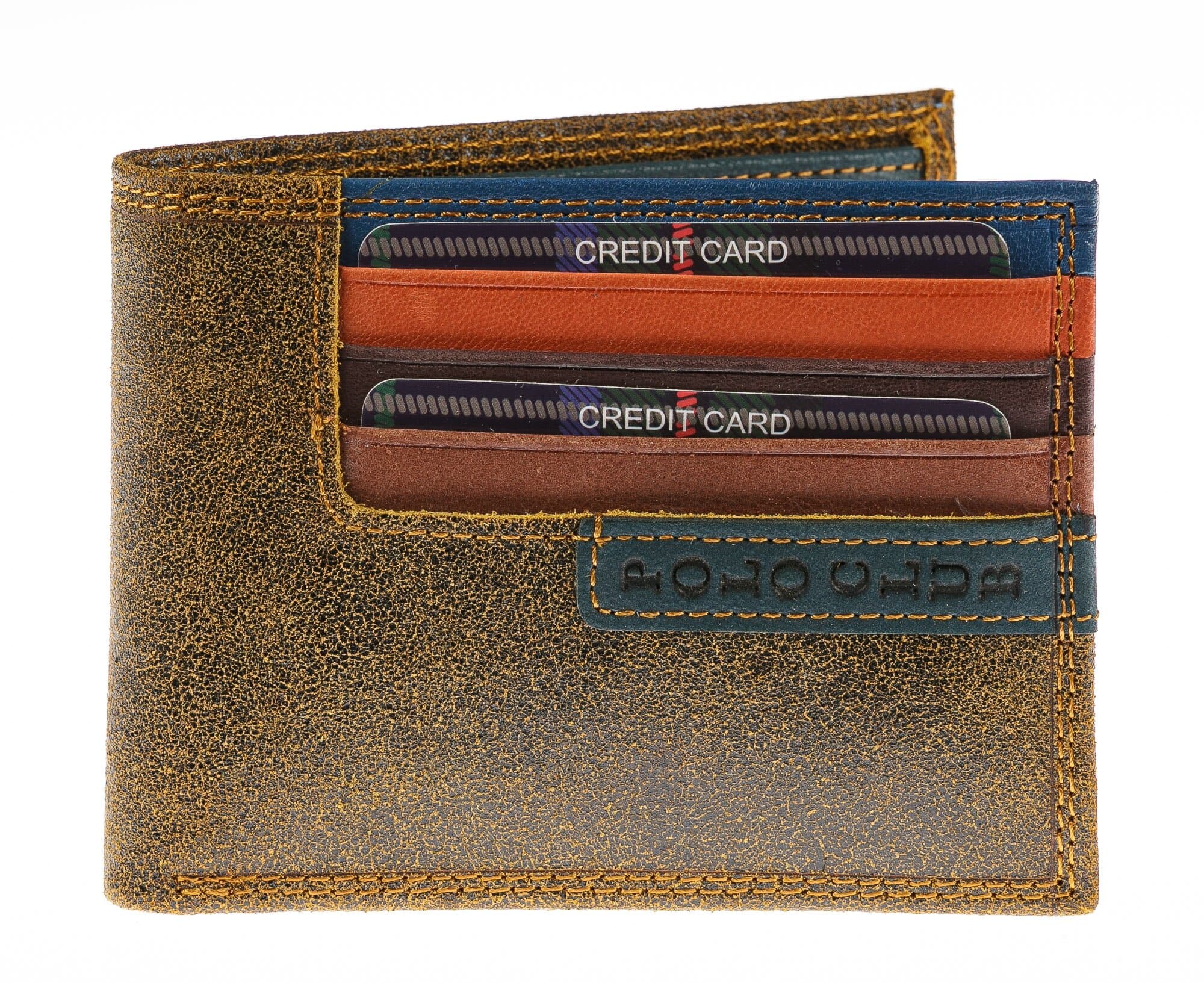 Portafoglio in vera pelle nabuk da uomo CAMBRIDGE, colore MIELE, HARVEY MILLER - POLO CLUB, MADE IN ITALY