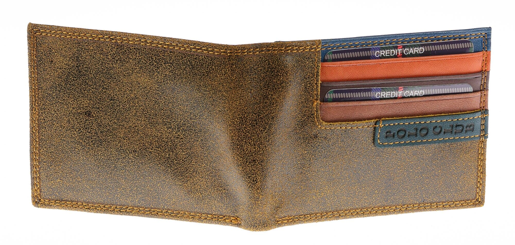 Portafoglio in vera pelle nabuk da uomo CAMBRIDGE, colore MIELE, HARVEY MILLER - POLO CLUB, MADE IN ITALY