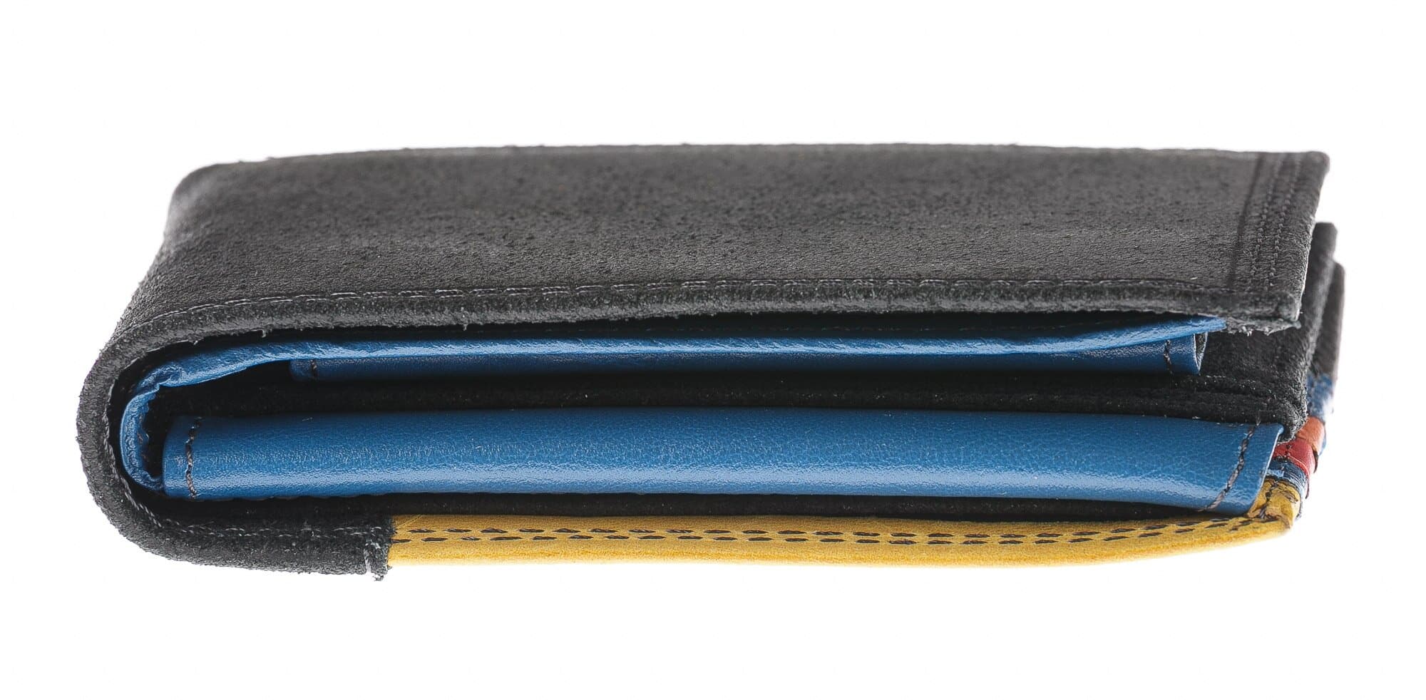 Portafoglio in vera pelle nabuk da uomo CAMBRIDGE, colore NERO, interno BLU, HARVEY MILLER - POLO CLUB, MADE IN ITALY 