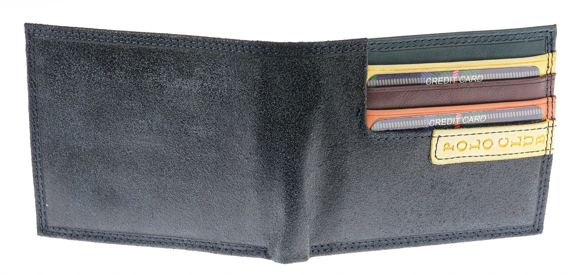 Portafoglio in vera pelle nabuk da uomo CAMBRIDGE, colore NERO, interno GIALLO, HARVEY MILLER - POLO CLUB, MADE IN ITALY