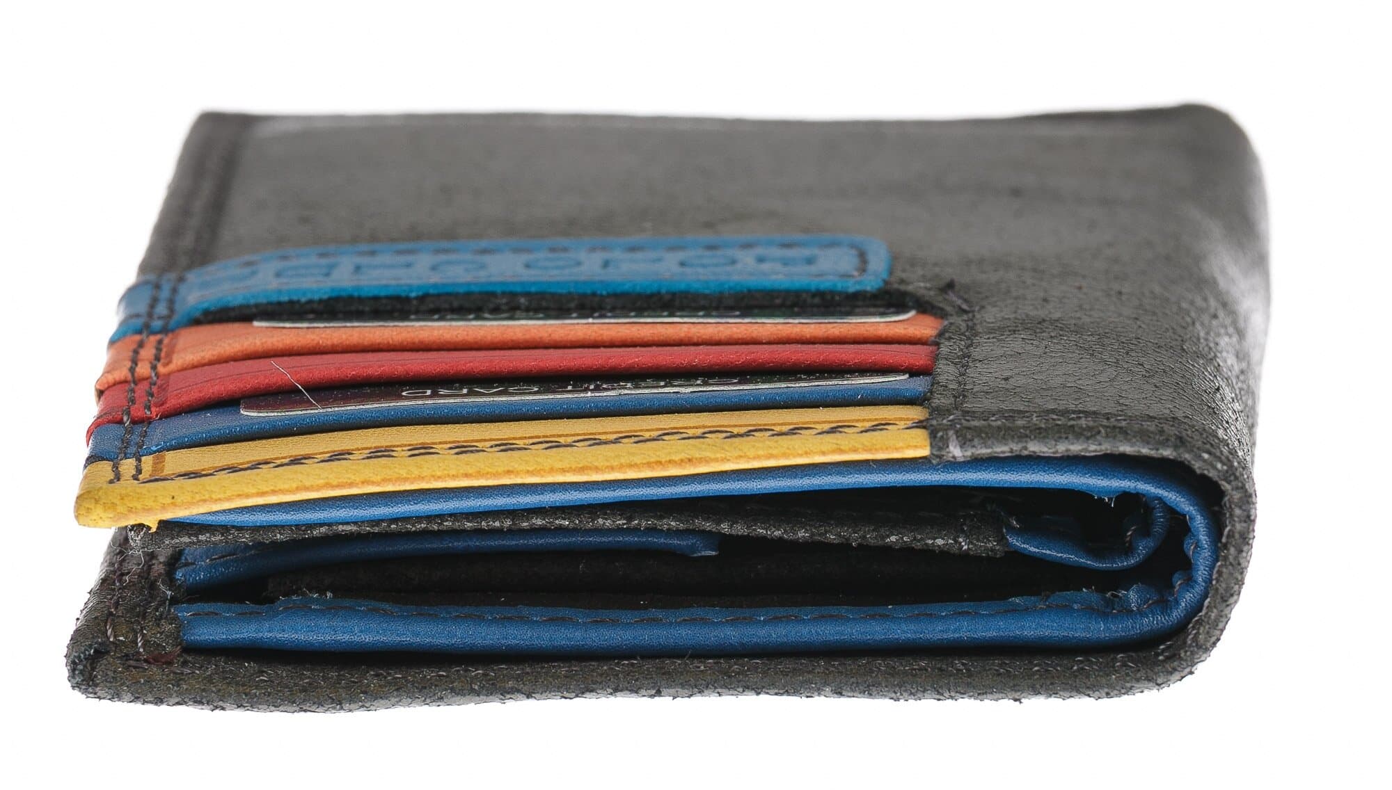 Portafoglio in vera pelle nabuk da donna ALYSSA, colore NERO, interno BLU, HARVEY MILLER - POLO CLUB, MADE IN ITALY
