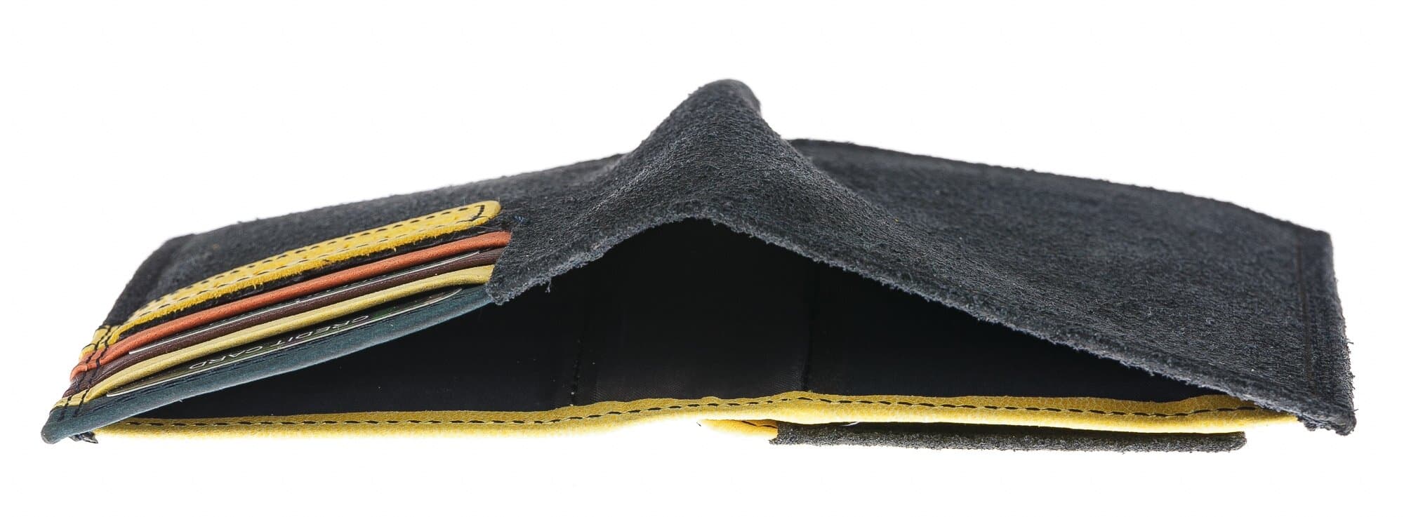 Portafoglio in vera pelle nabuk da donna ALYSSA, colore NERO, interno GIALLO, HARVEY MILLER - POLO CLUB, MADE IN ITALY