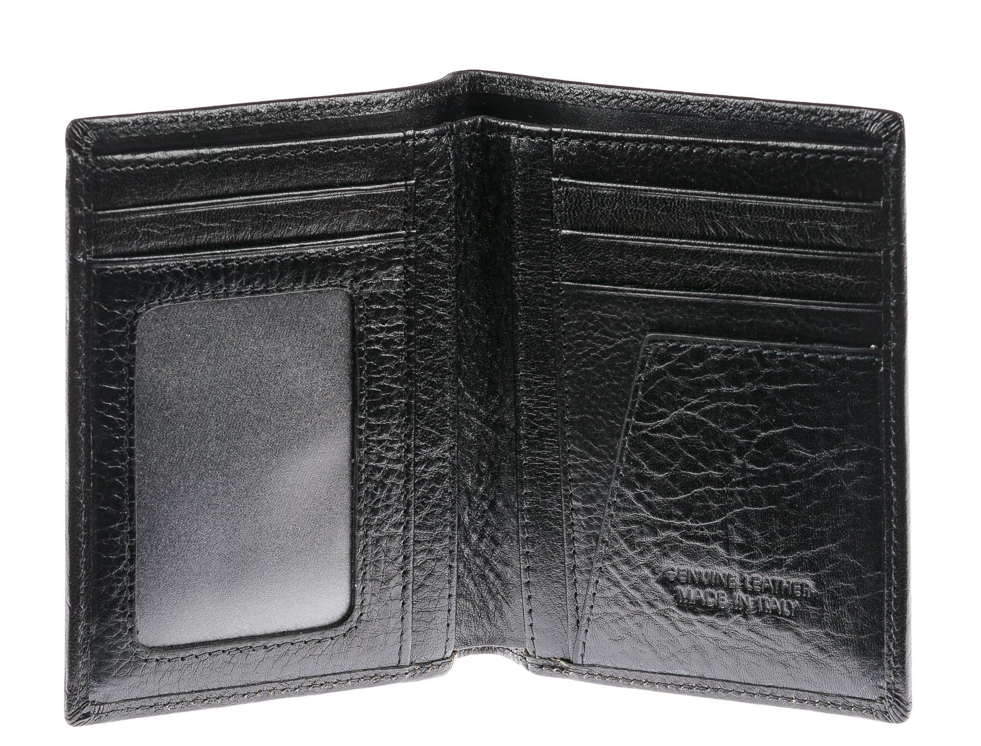 Portafoglio in vera pelle da uomo VARSAVIA, colore NERO, CHIAROSCURO, MADE IN ITALY