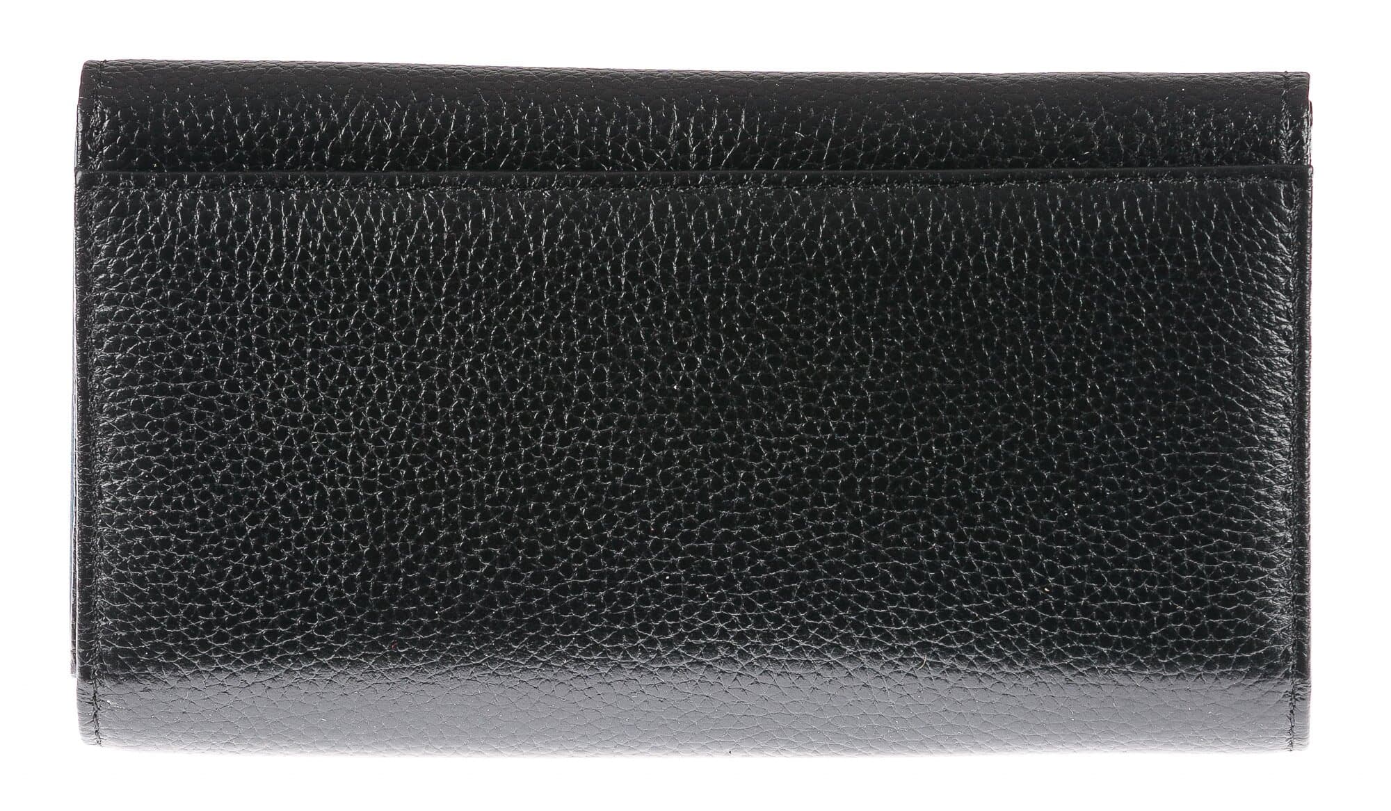 Portafoglio donna in vera pelle ORCHIDEA, colore NERO, SANTINI, MADE IN ITALY