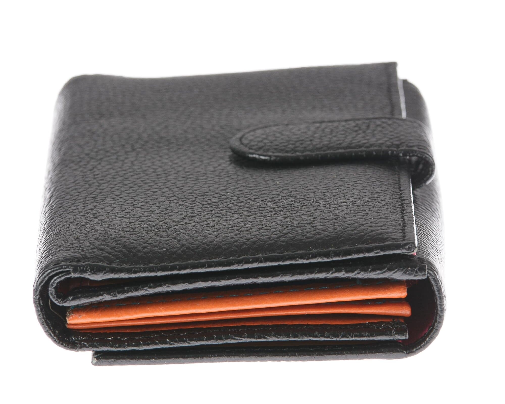 Portafoglio donna in vera pelle ORCHIDEA, colore NERO, SANTINI, MADE IN ITALY