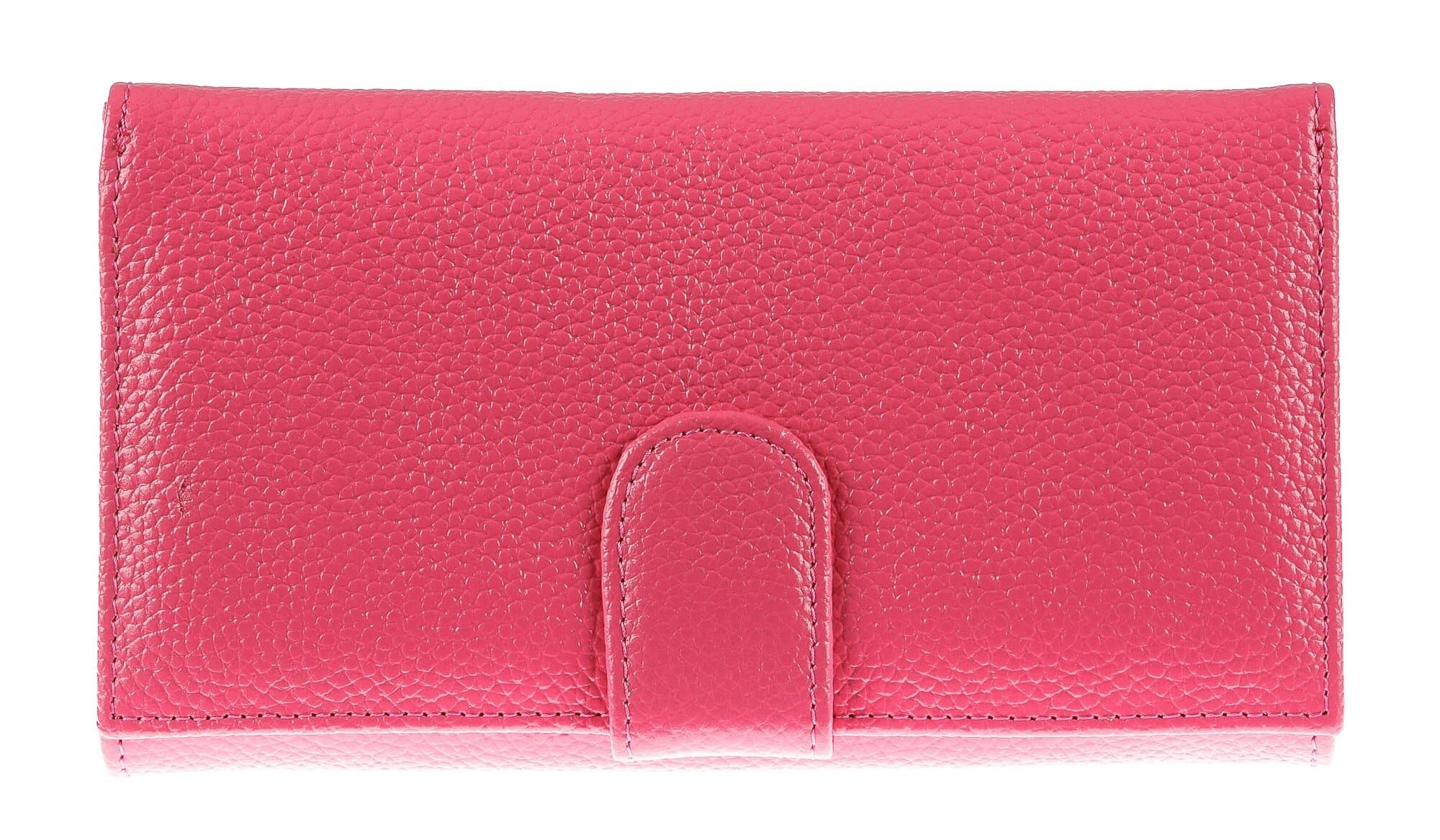 Portafoglio donna in vera pelle ORCHIDEA, colore FUCSIA, interno BLU, SANTINI, MADE IN ITALY
