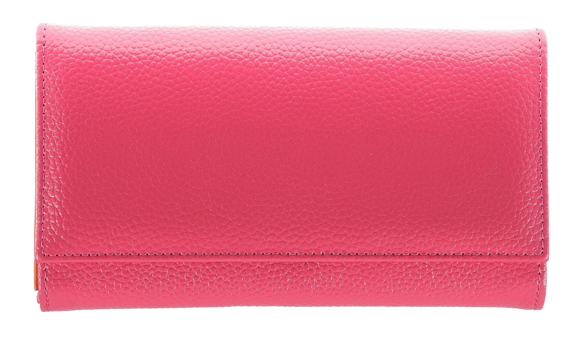 Portafoglio donna in vera pelle ORCHIDEA, colore FUCSIA, interno BLU, SANTINI, MADE IN ITALY 
