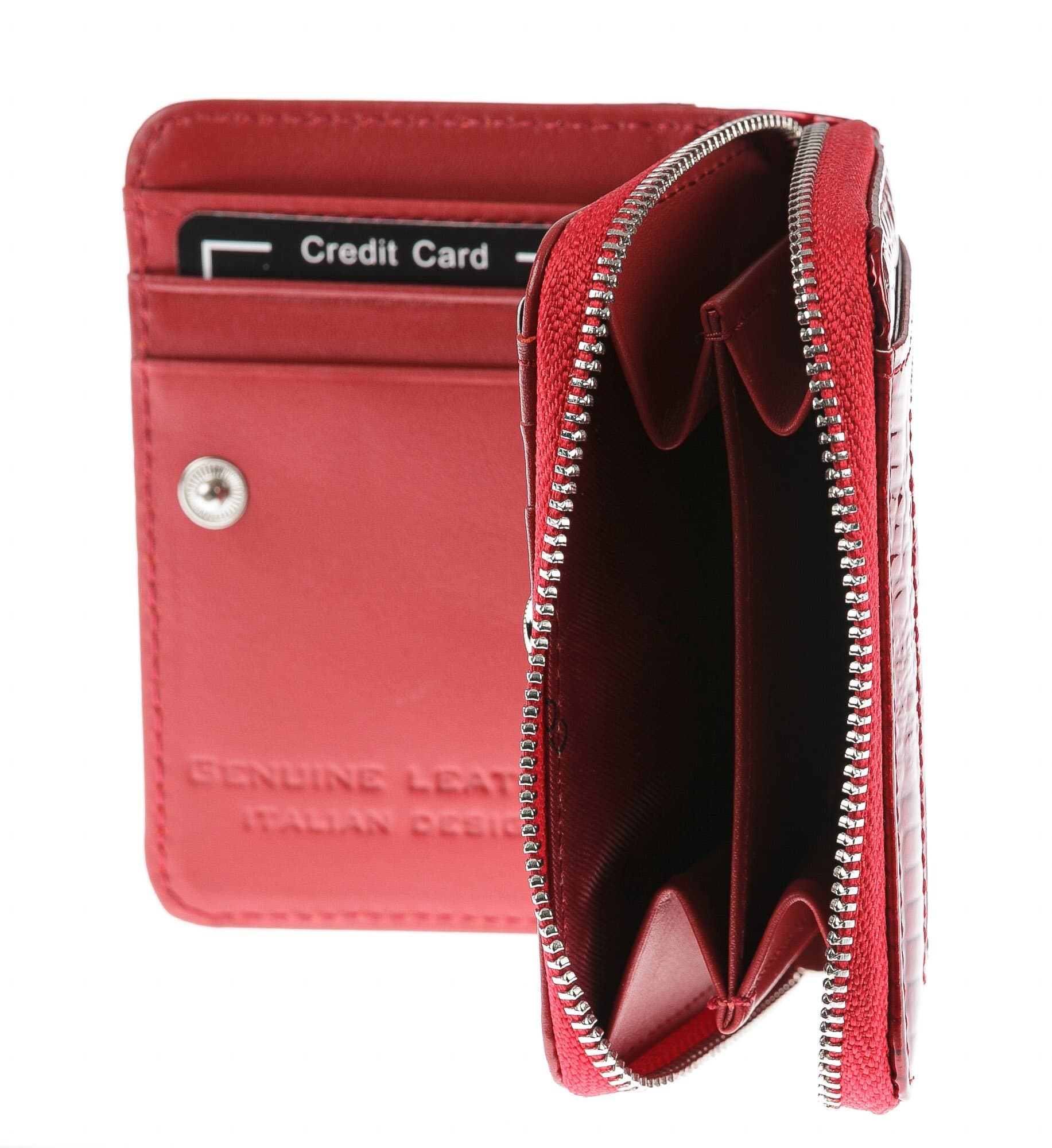 Portafoglio in vera pelle da donna LILAC, colore ROSSO, CONTI, MADE IN ITALY