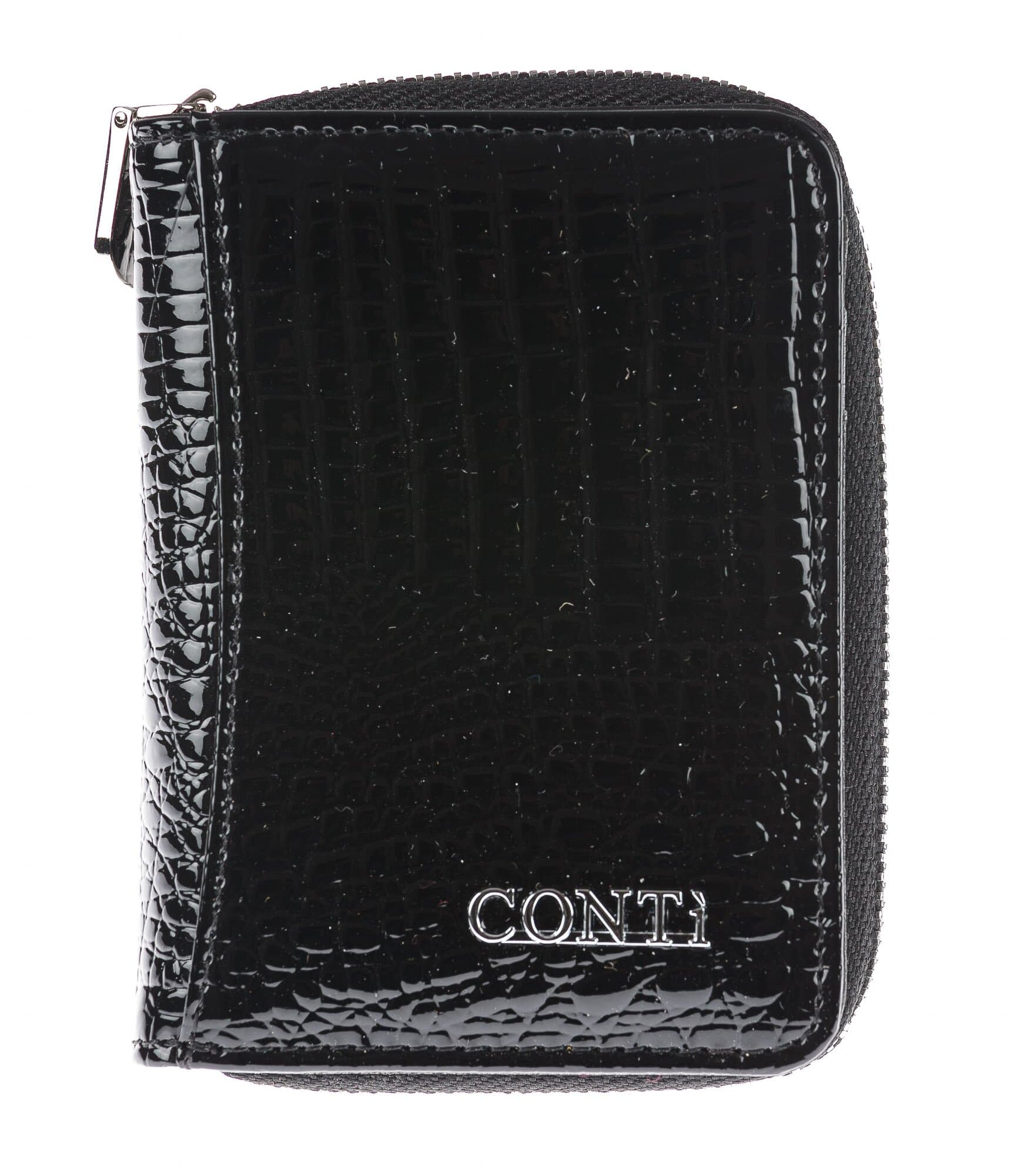  Geuine leather wallet for woman LILAC, BLACK colour, CONTI, MADE IN ITALY