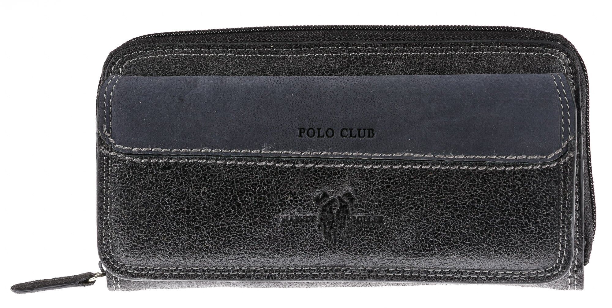 Portafoglio in vera pelle nabuk da donna PANSY, colore NERO, HARVEY MILLER - POLO CLUB, MADE IN ITALY