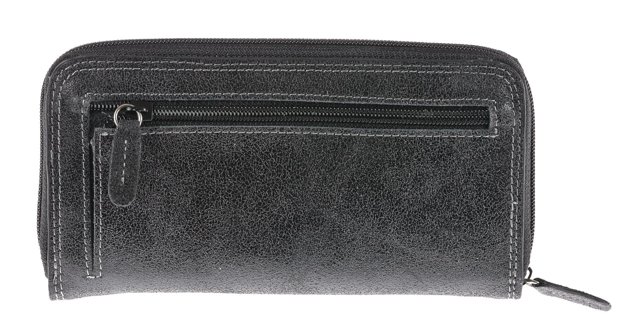 Portafoglio in vera pelle nabuk da donna PANSY, colore NERO, HARVEY MILLER - POLO CLUB, MADE IN ITALY