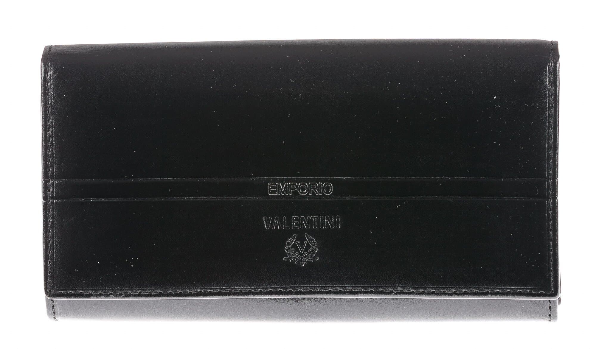 Portafoglio in vera pelle da donna LOTUS FLOWER, colore NERO, EMPORIO VALENTINI, MADE IN ITALY