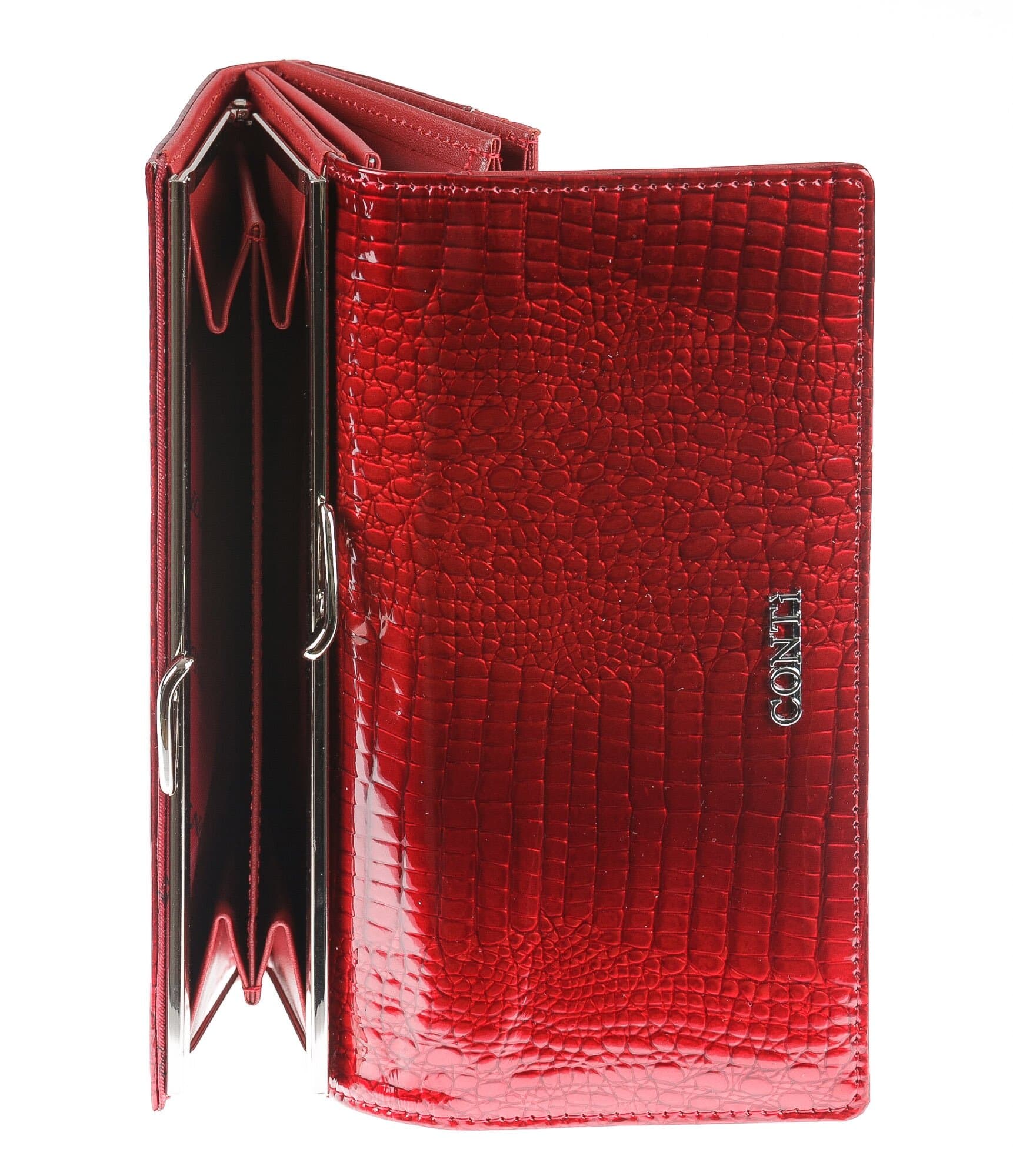 Portafoglio in vera pelle da donna BLUEBELL colore ROSSO, CONTI, MADE IN ITALY