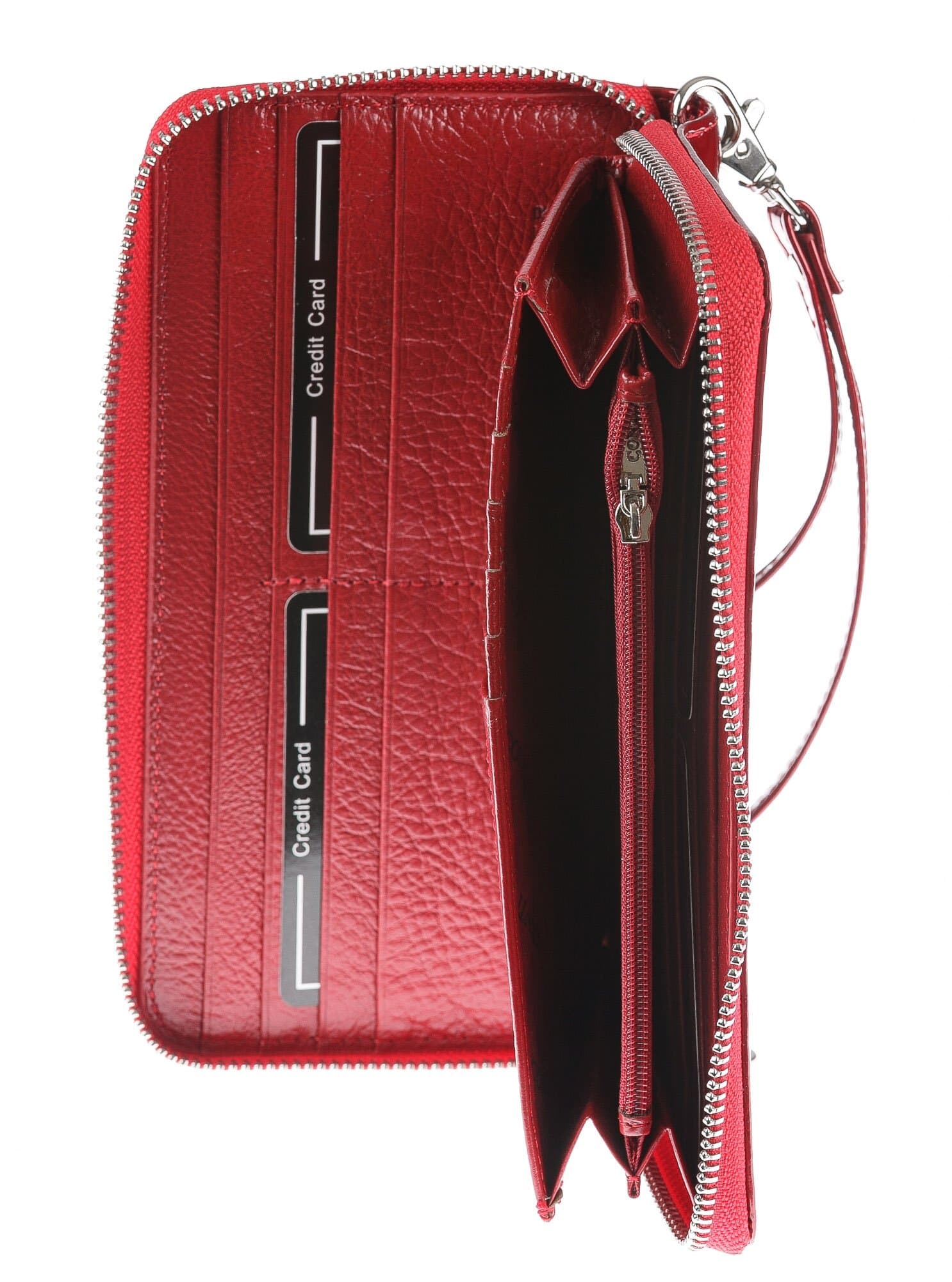 Portafoglio in vera pelle da donna MIRTO, colore ROSSO, CONTI, MADE IN ITALY