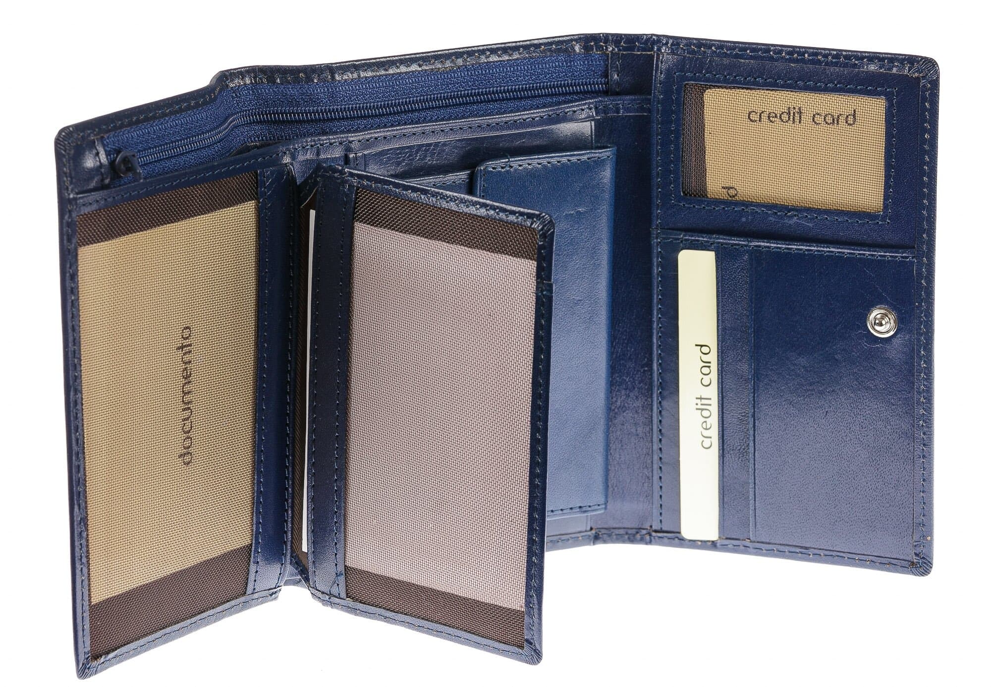 Portafoglio in vera pelle da donna ARTEMISIA, colore BLU, SANTINI, MADE IN ITALY