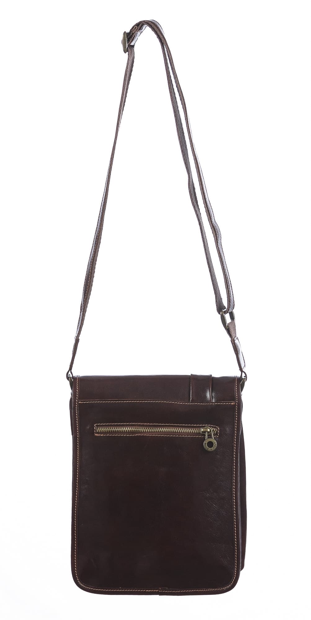 Tracolla uomo in vera pelle ULISSE, colore MARRONE, CHIAROSCURO, MADE IN ITALY