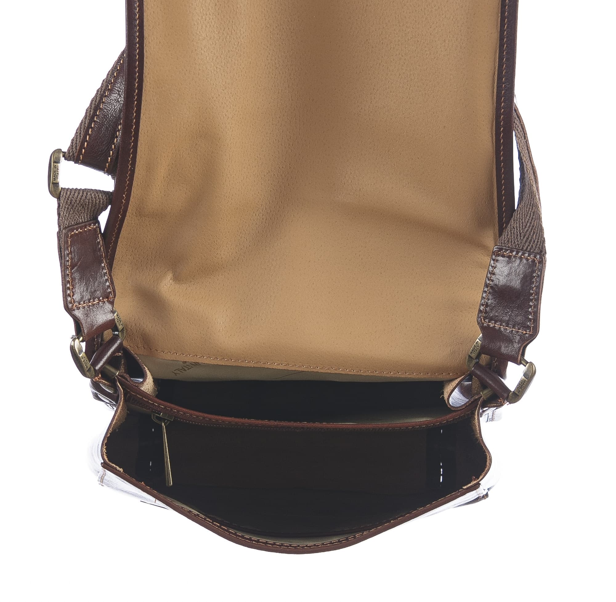 Tracolla uomo in vera pelle ULISSE, colore MARRONE, CHIAROSCURO, MADE IN ITALY