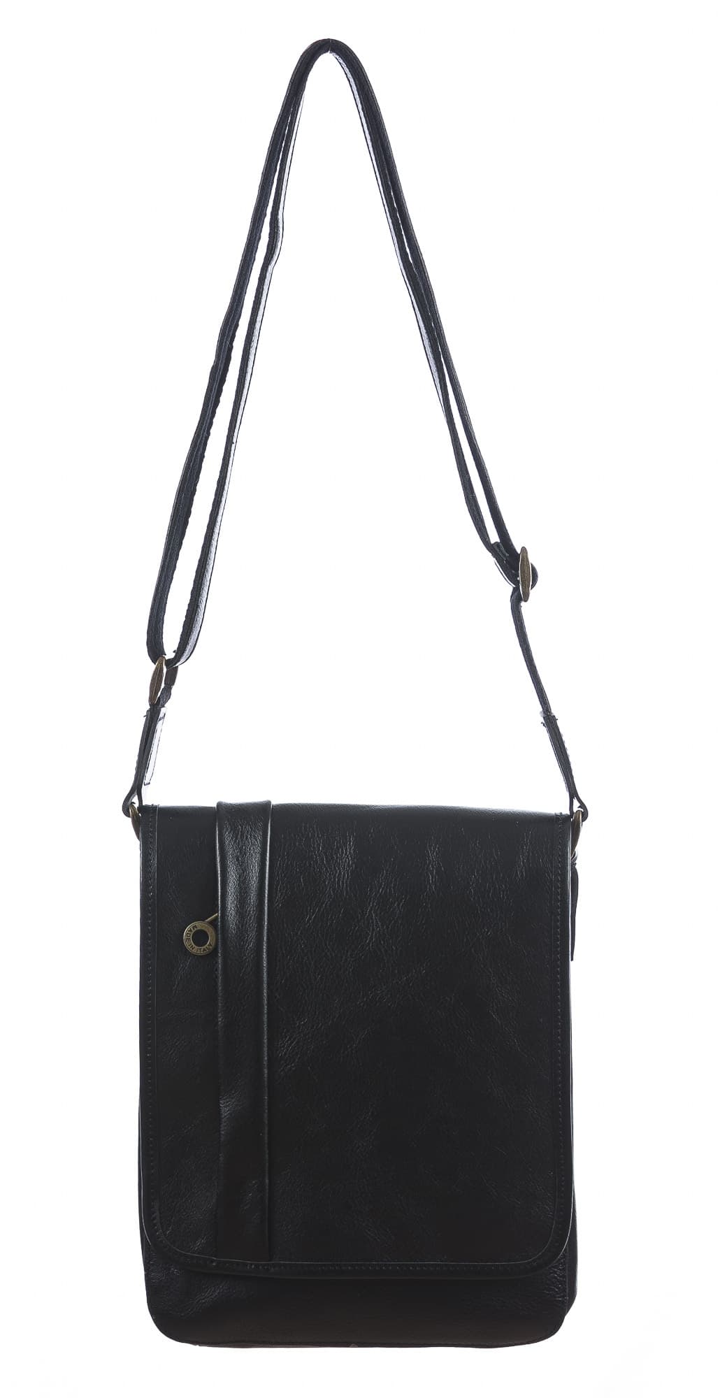 Tracolla uomo in vera pelle ULISSE, colore NERO, CHIAROSCURO, MADE IN ITALY (