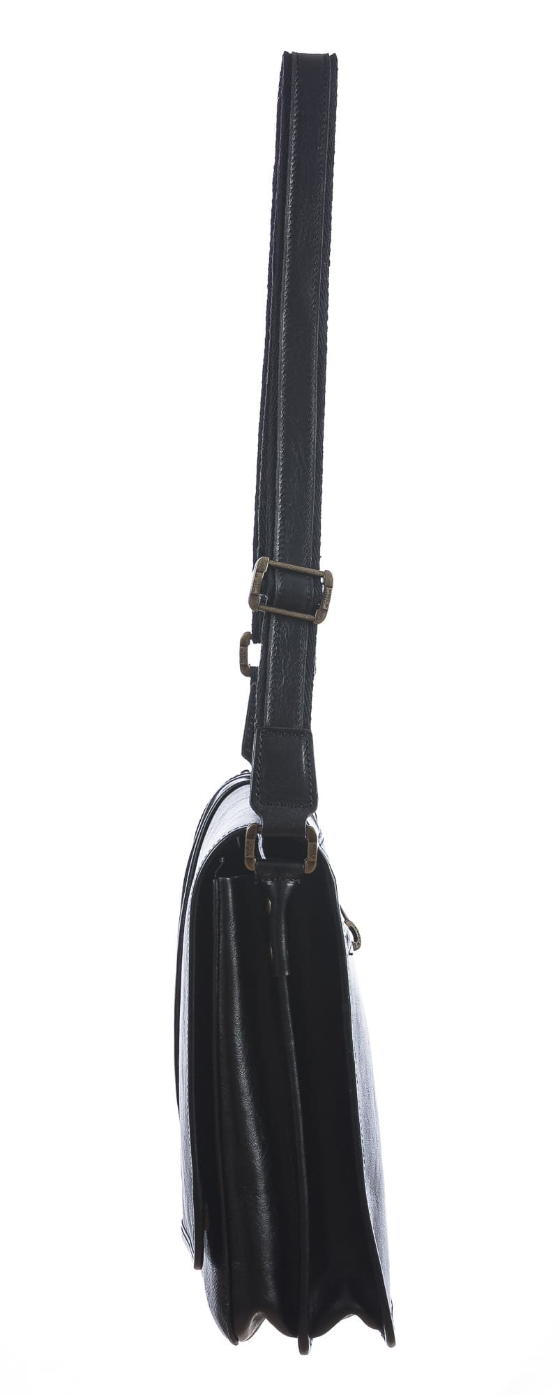 Tracolla uomo in vera pelle ULISSE, colore NERO, CHIAROSCURO, MADE IN ITALY (