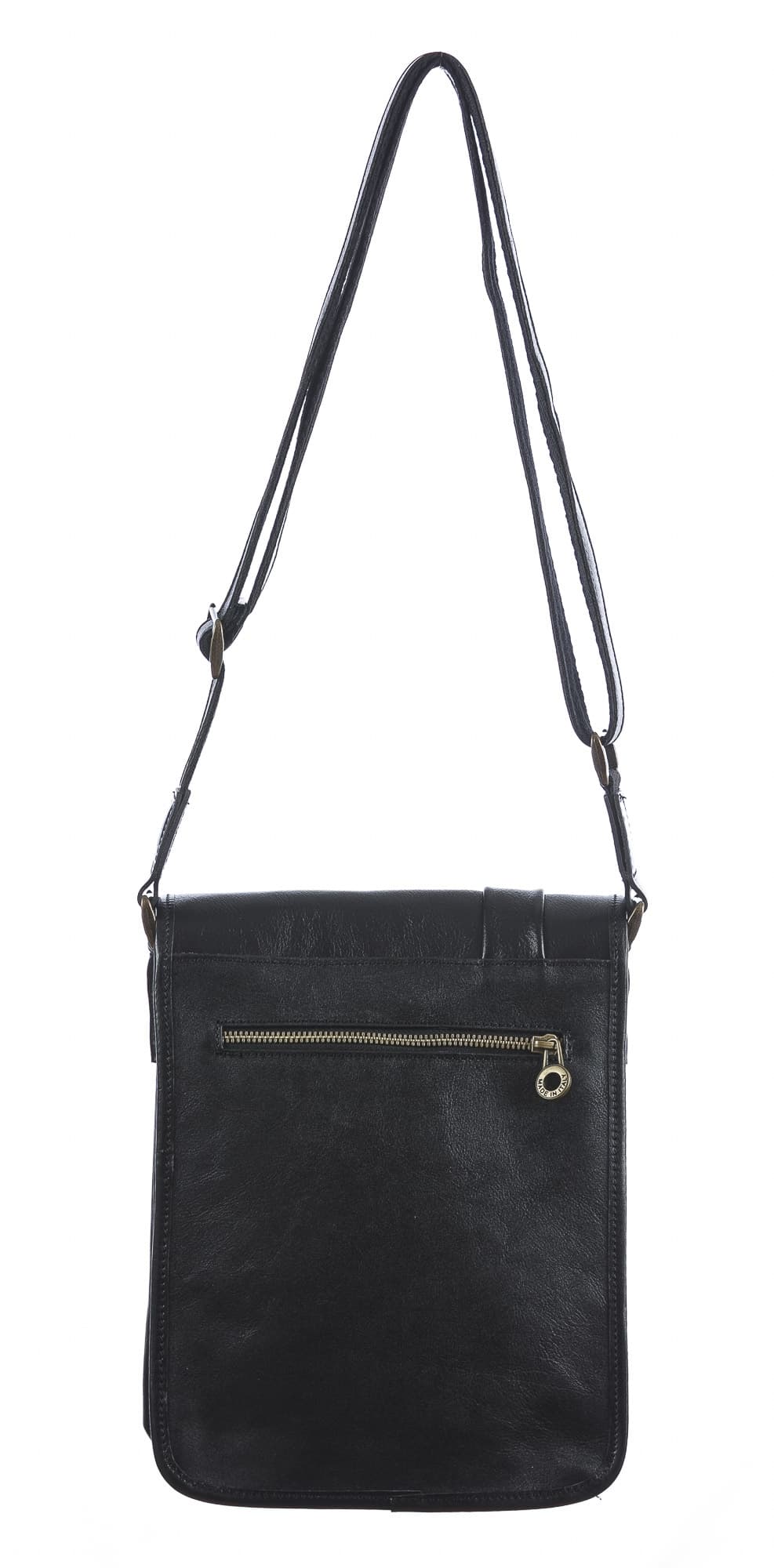 Tracolla uomo in vera pelle ULISSE, colore NERO, CHIAROSCURO, MADE IN ITALY (