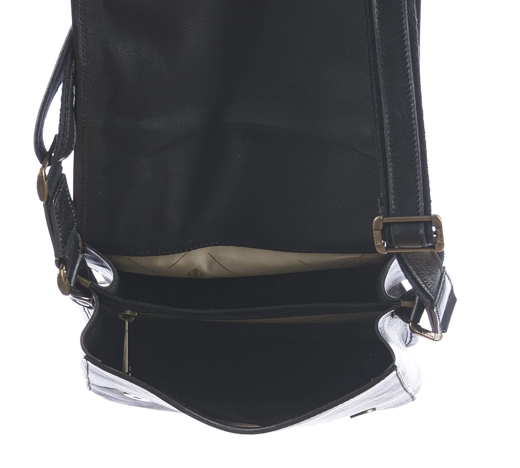 Tracolla uomo in vera pelle ULISSE, colore NERO, CHIAROSCURO, MADE IN ITALY (