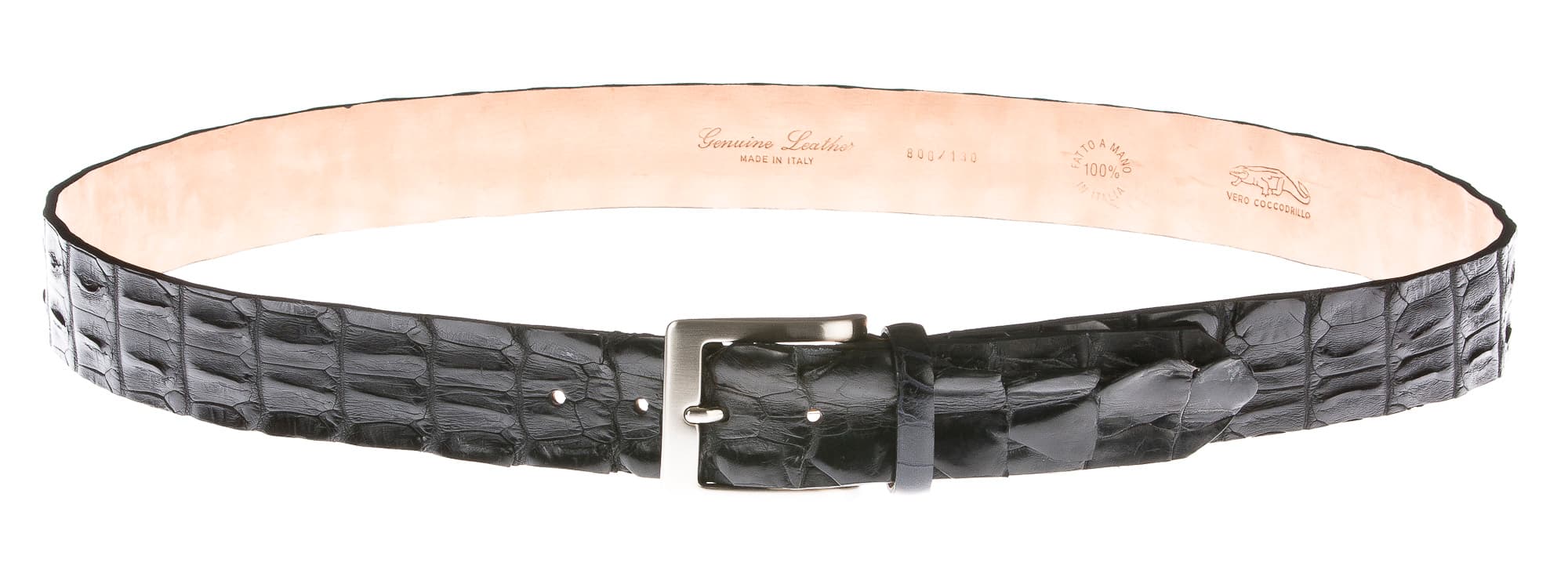 Cintura uomo in vera pelle coccodrillo ELIO ZAGATO mod. KIEV olore NERO Made in Italy 