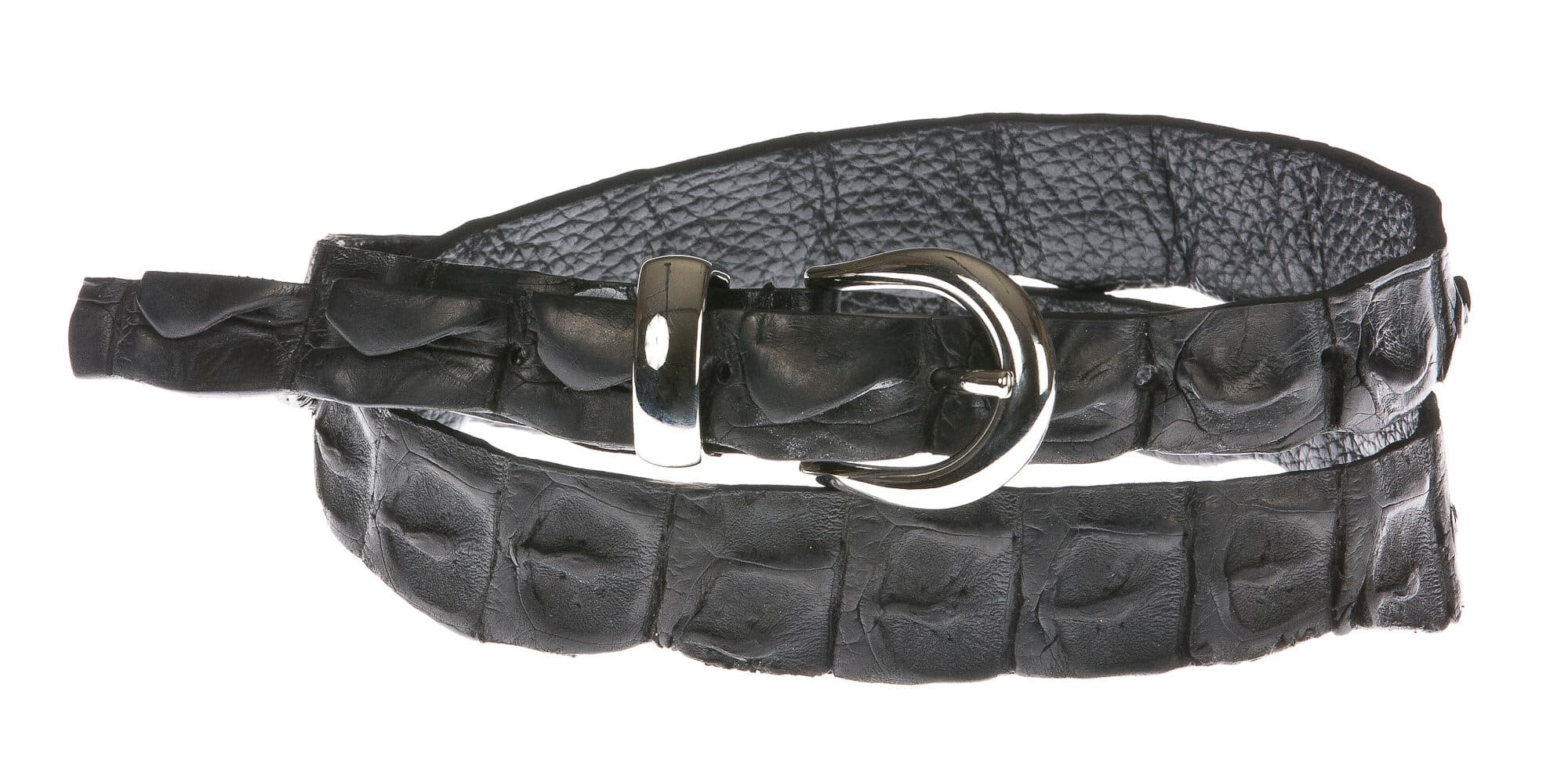 Cintura donna in vera pelle coccodrillo ELIO ZAGATO mod. RABAT colore NERO Made in Italy