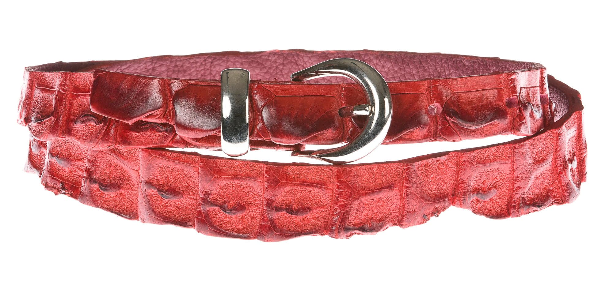 Cintura donna in vera pelle coccodrillo ELIO ZAGATO mod. RABAT colore ROSSO Made in Italy