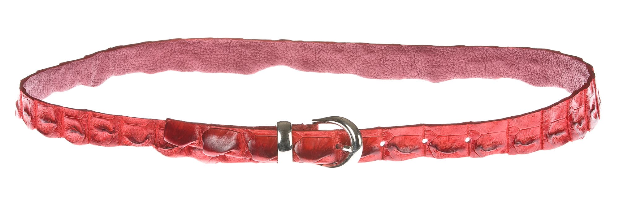 Cintura donna in vera pelle coccodrillo ELIO ZAGATO mod. RABAT colore ROSSO Made in Italy