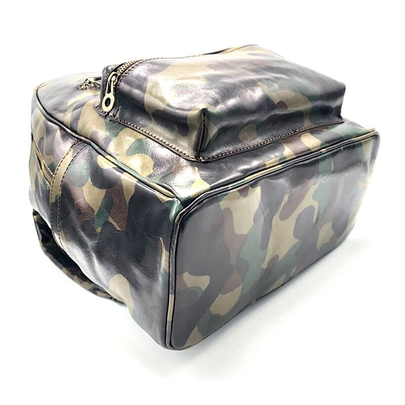 Borsa zaino in vera pelle stampata, CHIAROSCURO, MONTE TRIVOR colore MULTICOLORE MIMETICO, Made in Italy.
