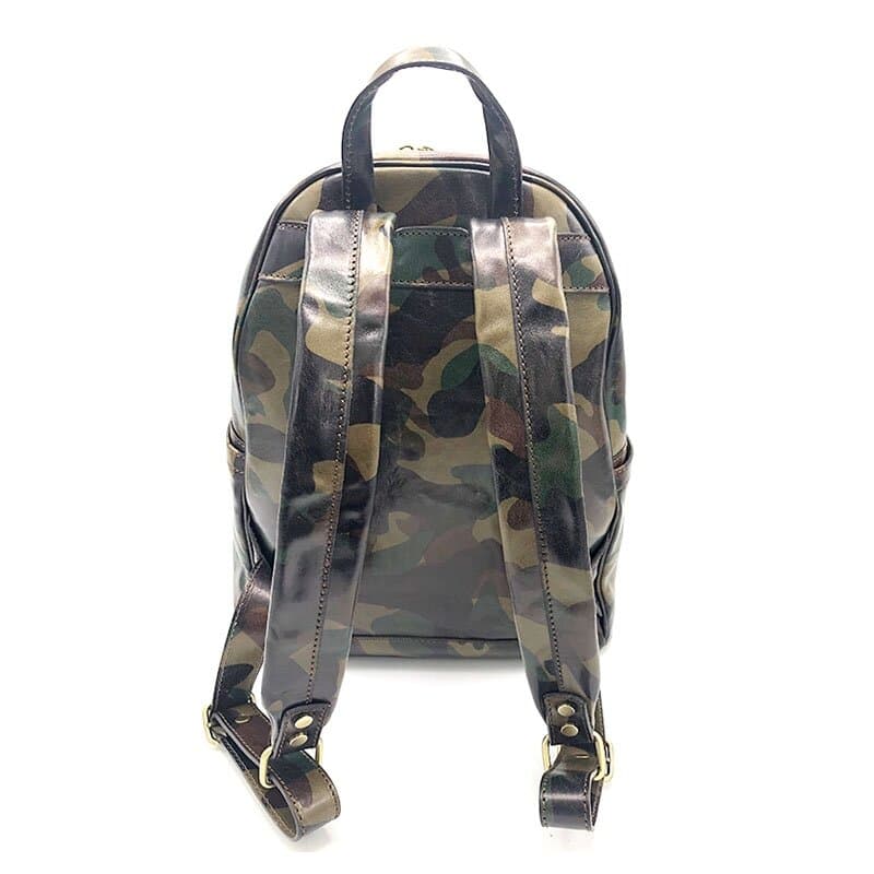 Borsa zaino in vera pelle stampata, CHIAROSCURO, MONTE TRIVOR colore MULTICOLORE MIMETICO, Made in Italy.