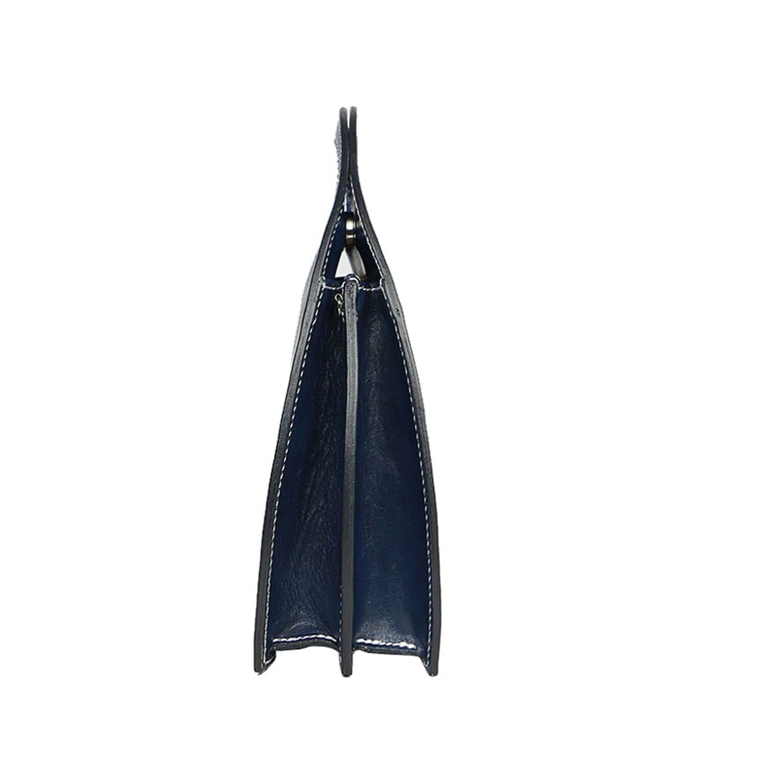 Borsa donna in vera pelle CHIAROSCURO mod. WINONA, colore BLU, Made in Italy.