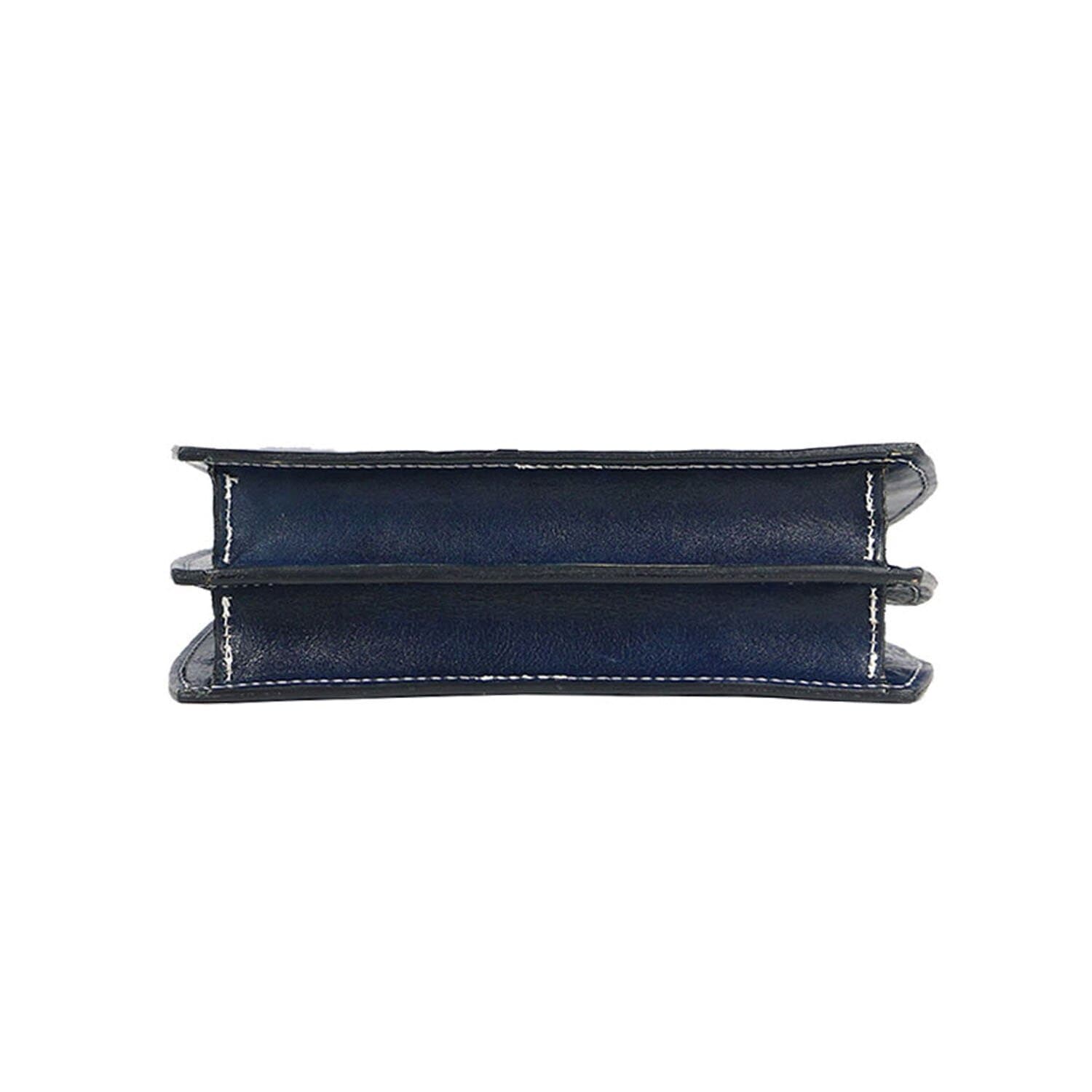 Borsa donna in vera pelle CHIAROSCURO mod. WINONA, colore BLU, Made in Italy.