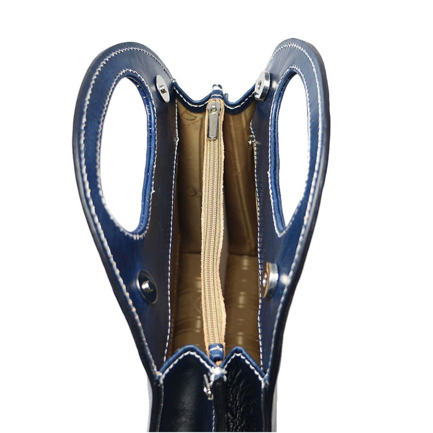 Borsa donna in vera pelle CHIAROSCURO mod. WINONA, colore BLU, Made in Italy.
