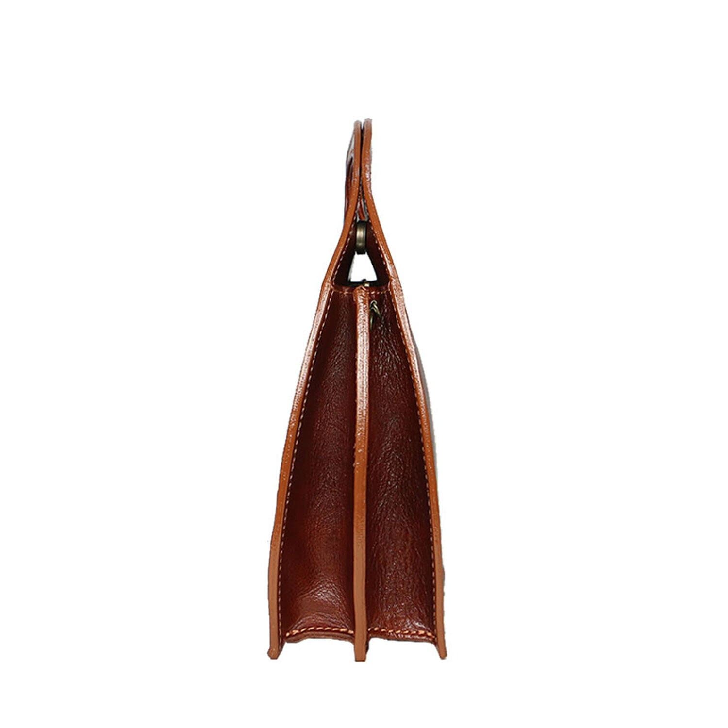 Borsa donna in vera pelle CHIAROSCURO mod. WINONA, colore MARRONE, Made in Italy.