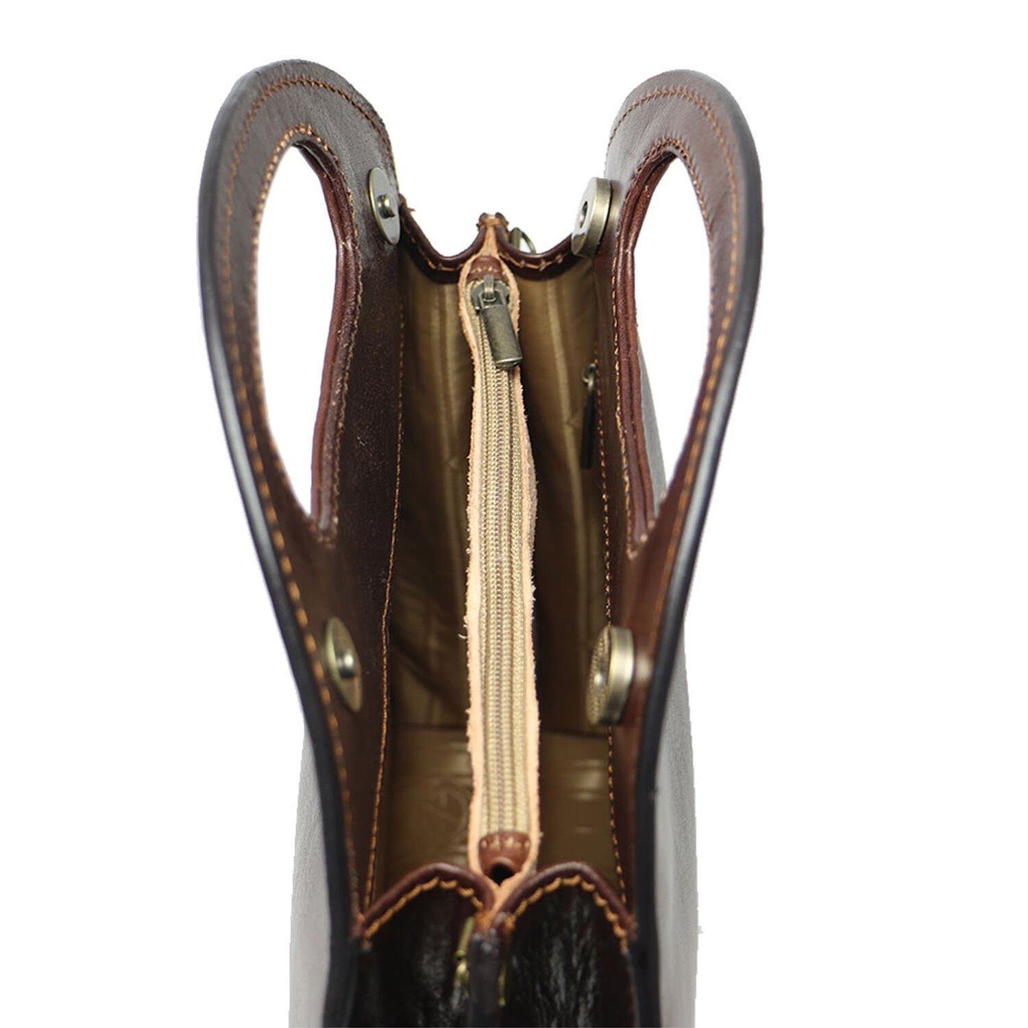Borsa donna in vera pelle CHIAROSCURO mod. WINONA, colore TESTA DI MORO, Made in Italy. 