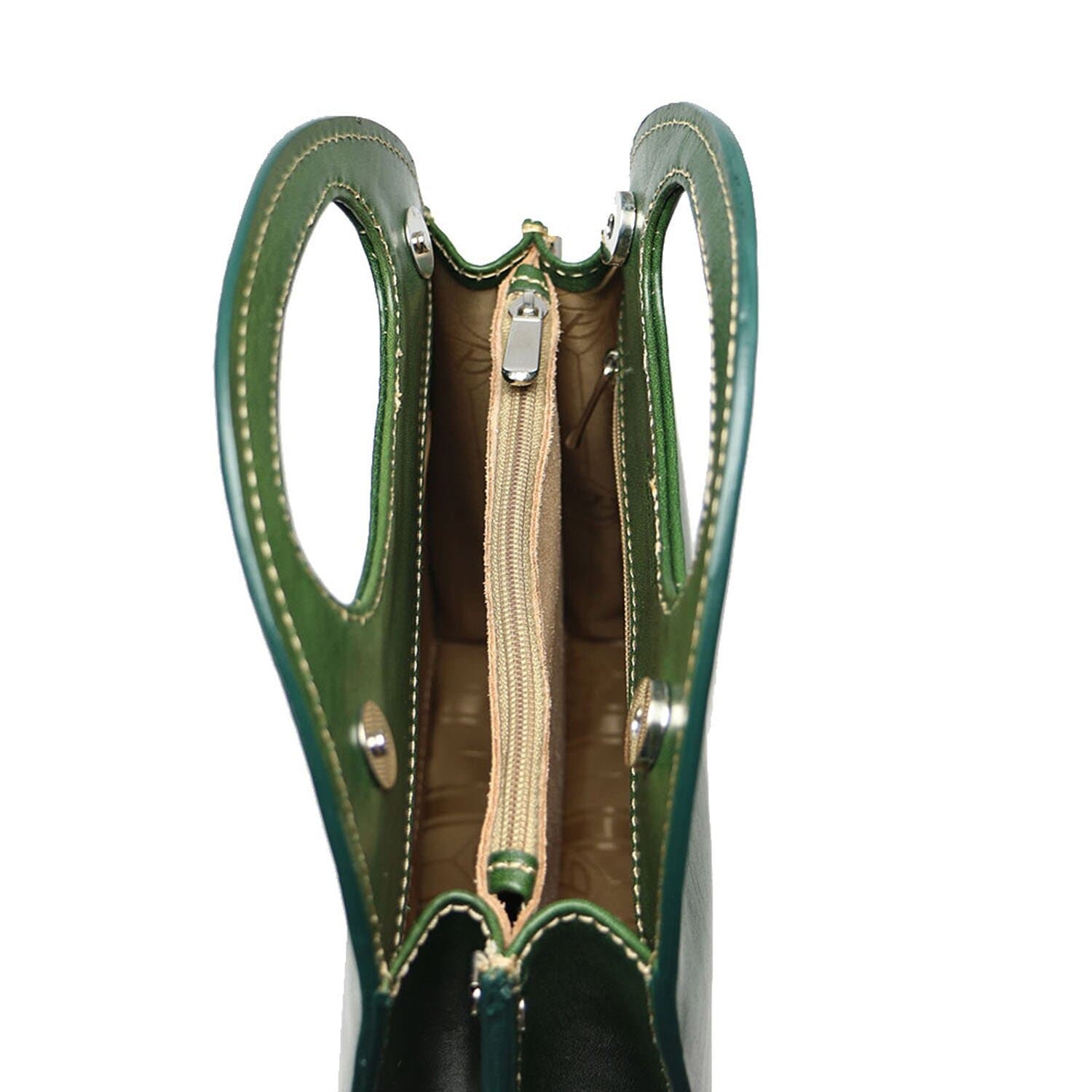 Borsa donna in vera pelle CHIAROSCURO mod. WINONA, colore VERDE, Made in Italy.