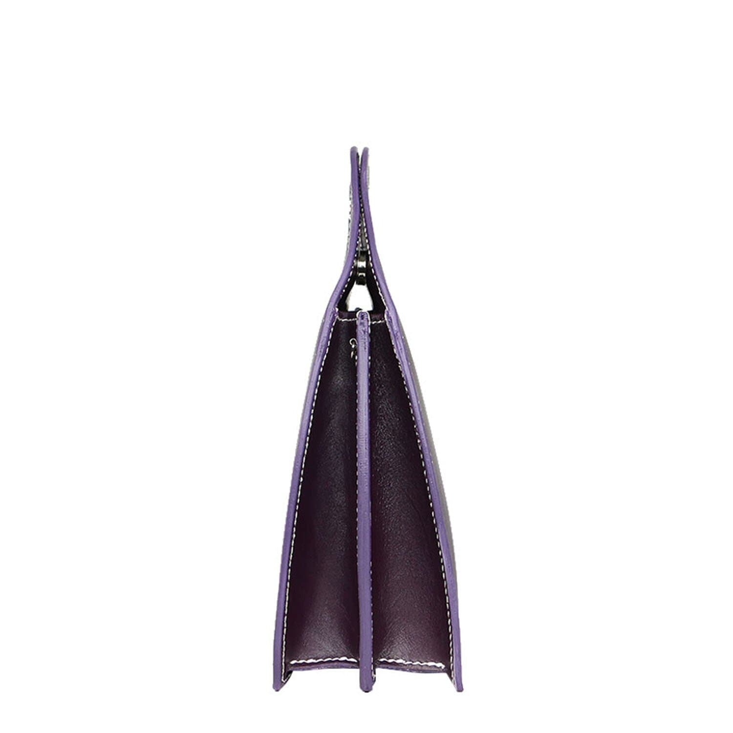 Borsa donna in vera pelle CHIAROSCURO mod. WINONA, colore VIOLA, Made in Italy.
